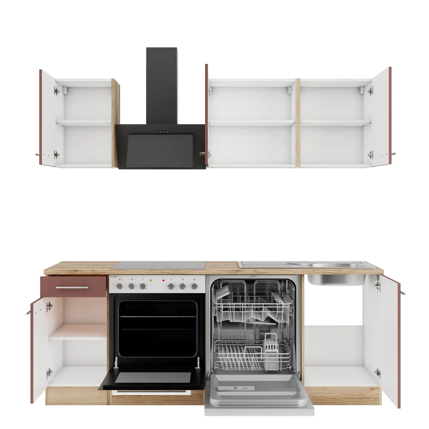 Küchenzeile ohne E-Geräte 210 cm Rostrot