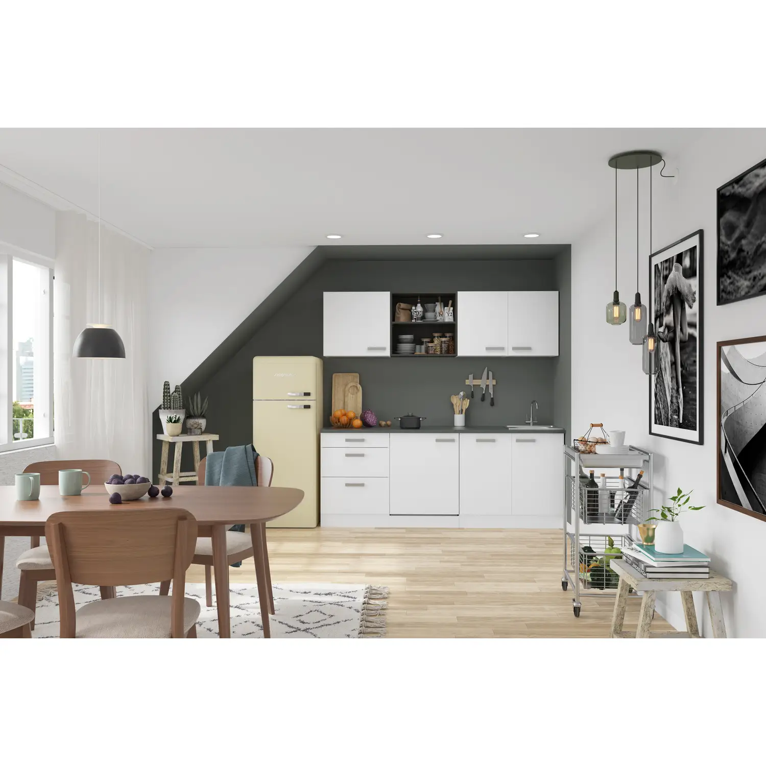 Küchenzeile OPTIFIT Oslo ohne Geräte 210 cm Weiß