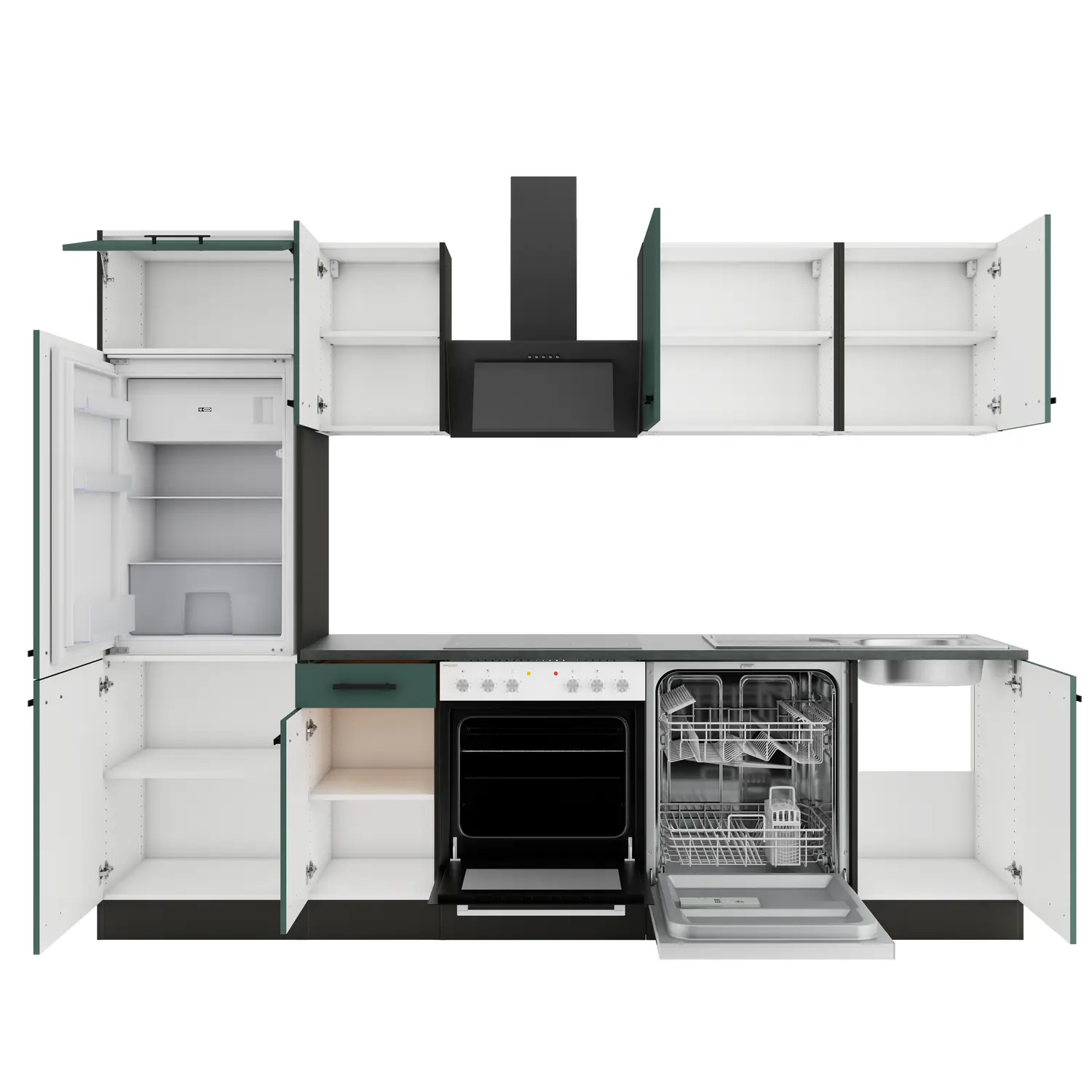 Küchenzeile ohne Geräte OPTIFIT Verona 270 cm Steingrün