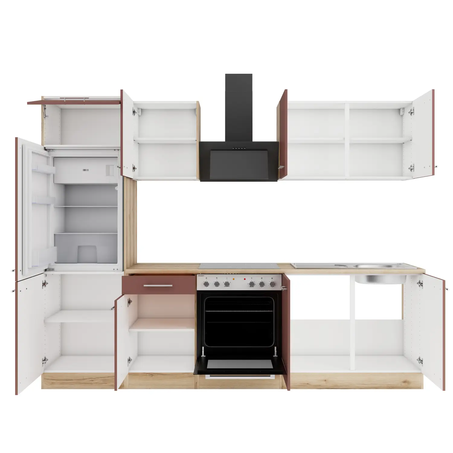 OPTIFIT Bari Küchenzeile ohne Geräte 270 cm Rostrot