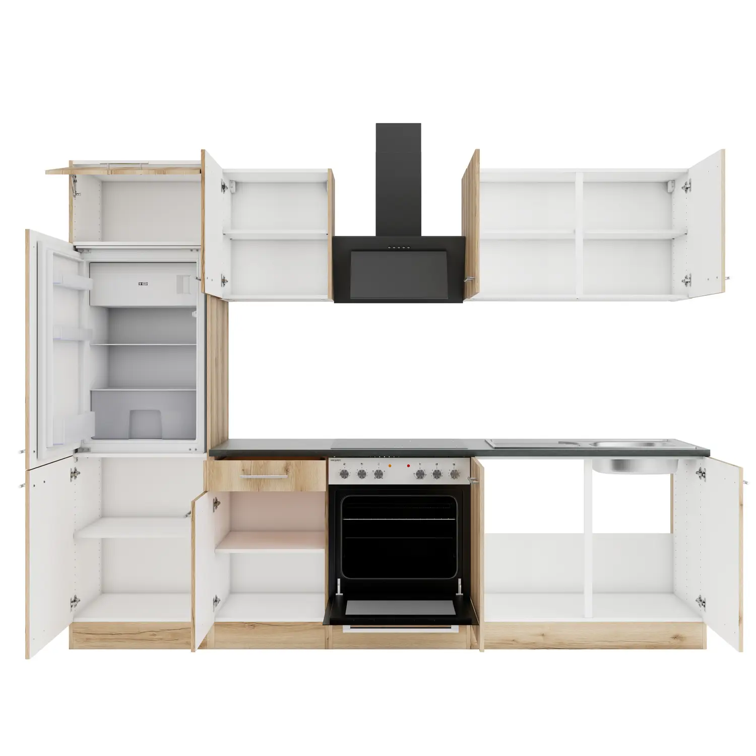 Küchenzeile OPTIFIT Livorno ohne Geräte 270 cm Wildeiche