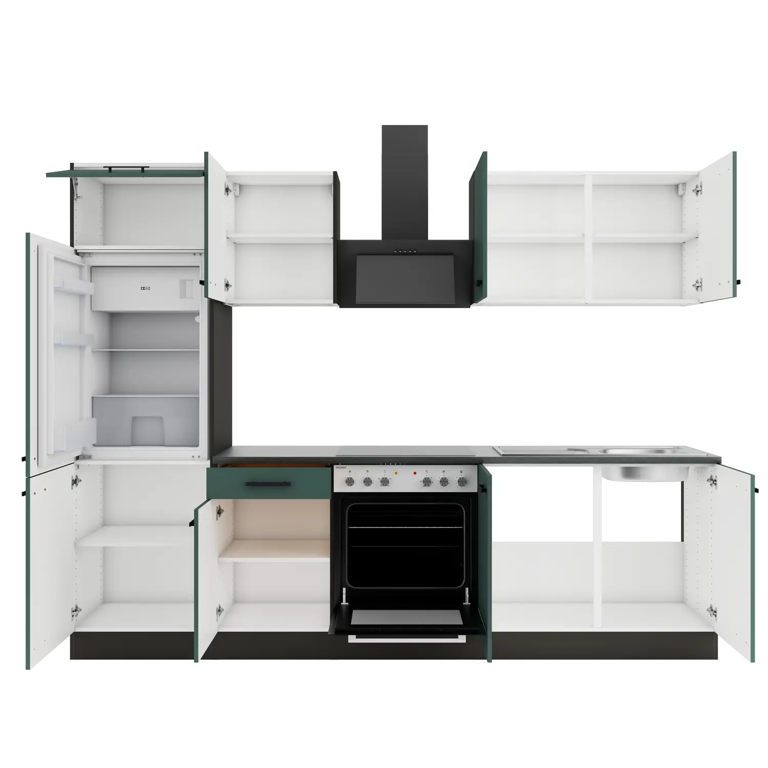 OPTIFIT Verona Küchenzeile ohne Geräte 270 cm Steingrün