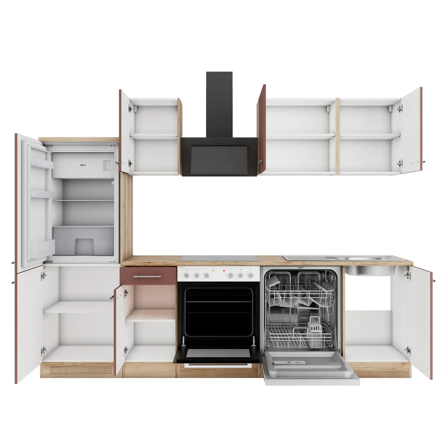 Küchenzeile ohne E-Geräte 270 cm Rostrot