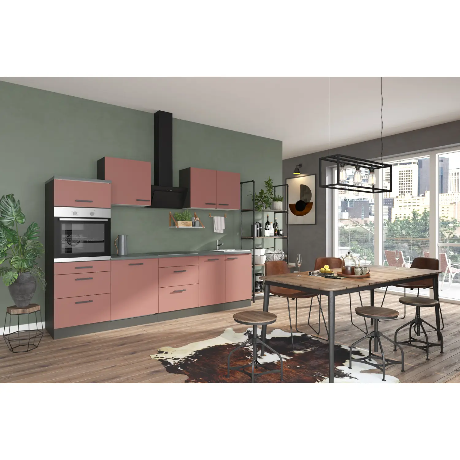 OPTIFIT Nizza Küchenzeile ohne Geräte 270 cm Rostrot