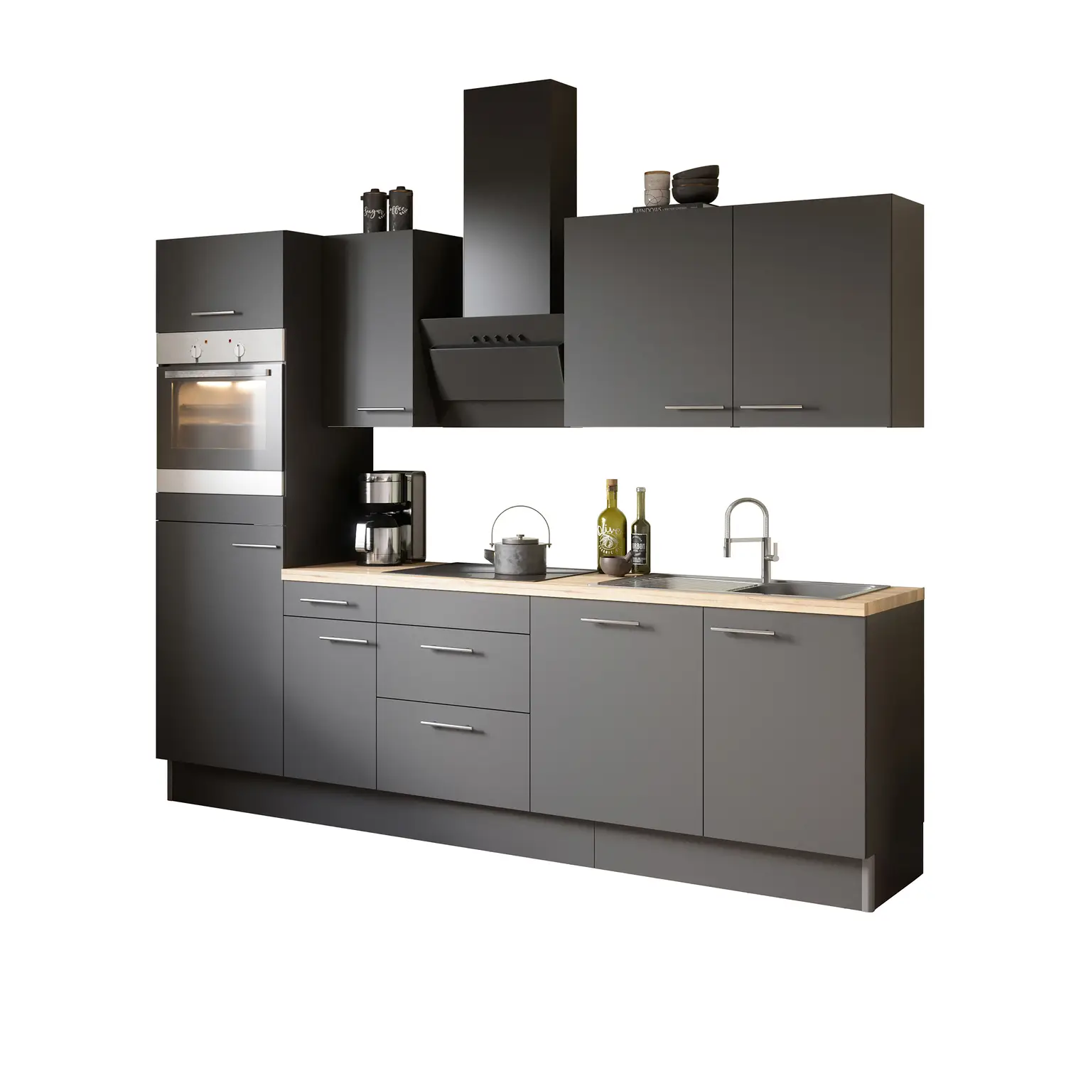 OPTIFIT Ingvar Küchenzeile mit Geräten 270 cm Anthrazit OPTIFIT Ingvar Küchenzeile mit Geräten 270 cm Anthrazit