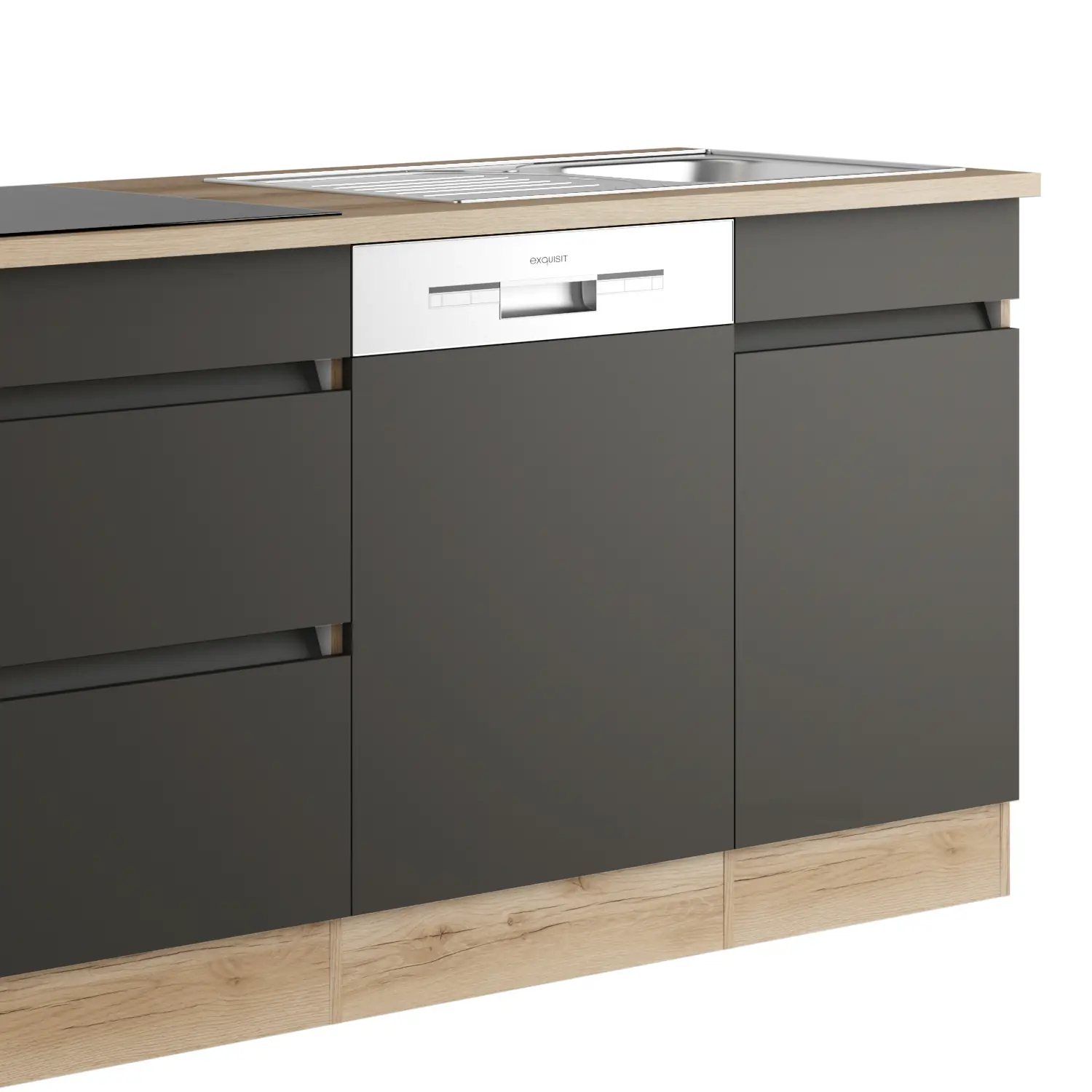 Küchenzeile mit Geräten OPTIFIT Noah 270 cm Anthrazit