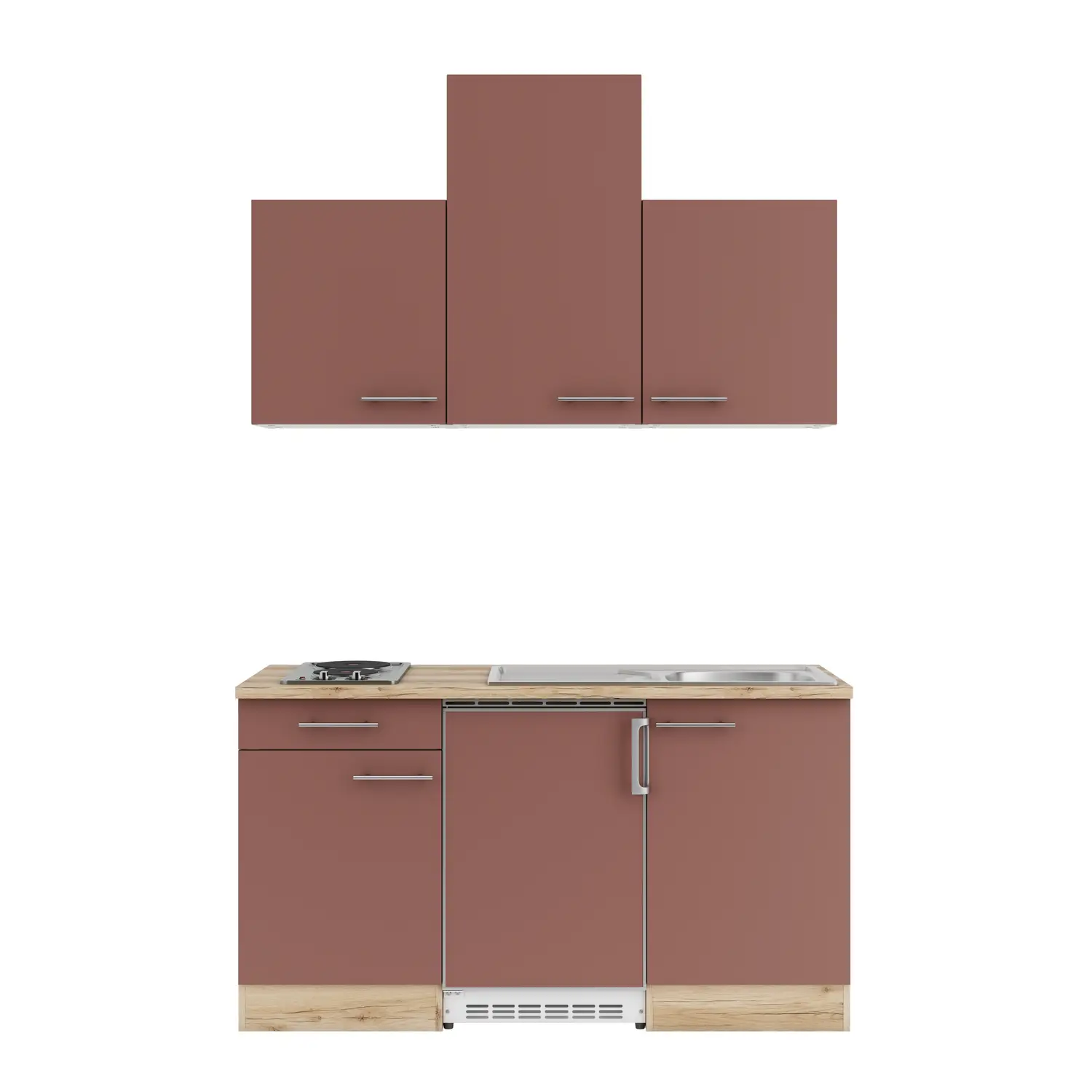 Küchenzeile Bari mit Geräten Rostrot 150 cm