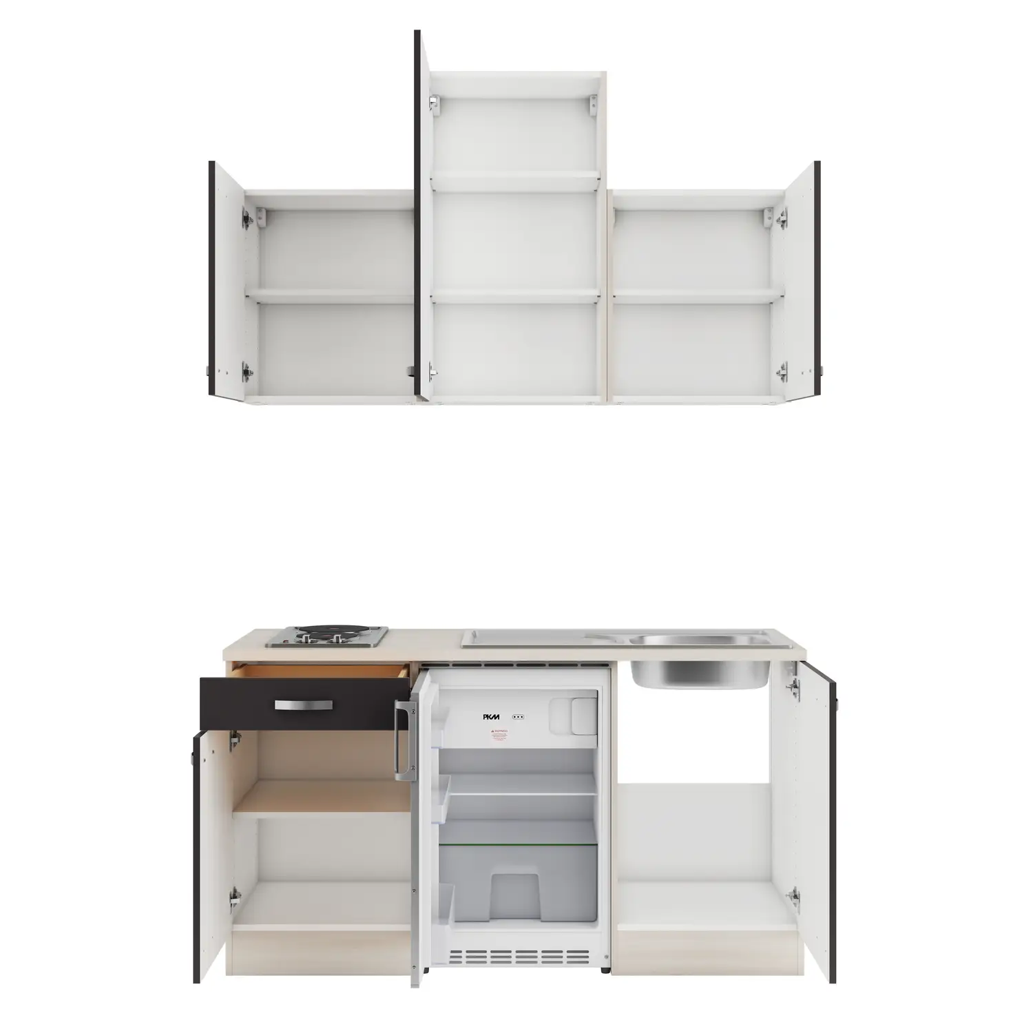 OPTIFIT Küchenzeile Faro mit Geräten 150 cm Anthrazit