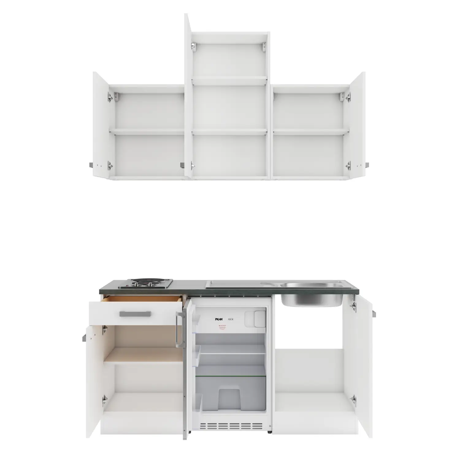 Küchenzeile mit Geräten OPTIFIT Oslo 150 cm Weiß