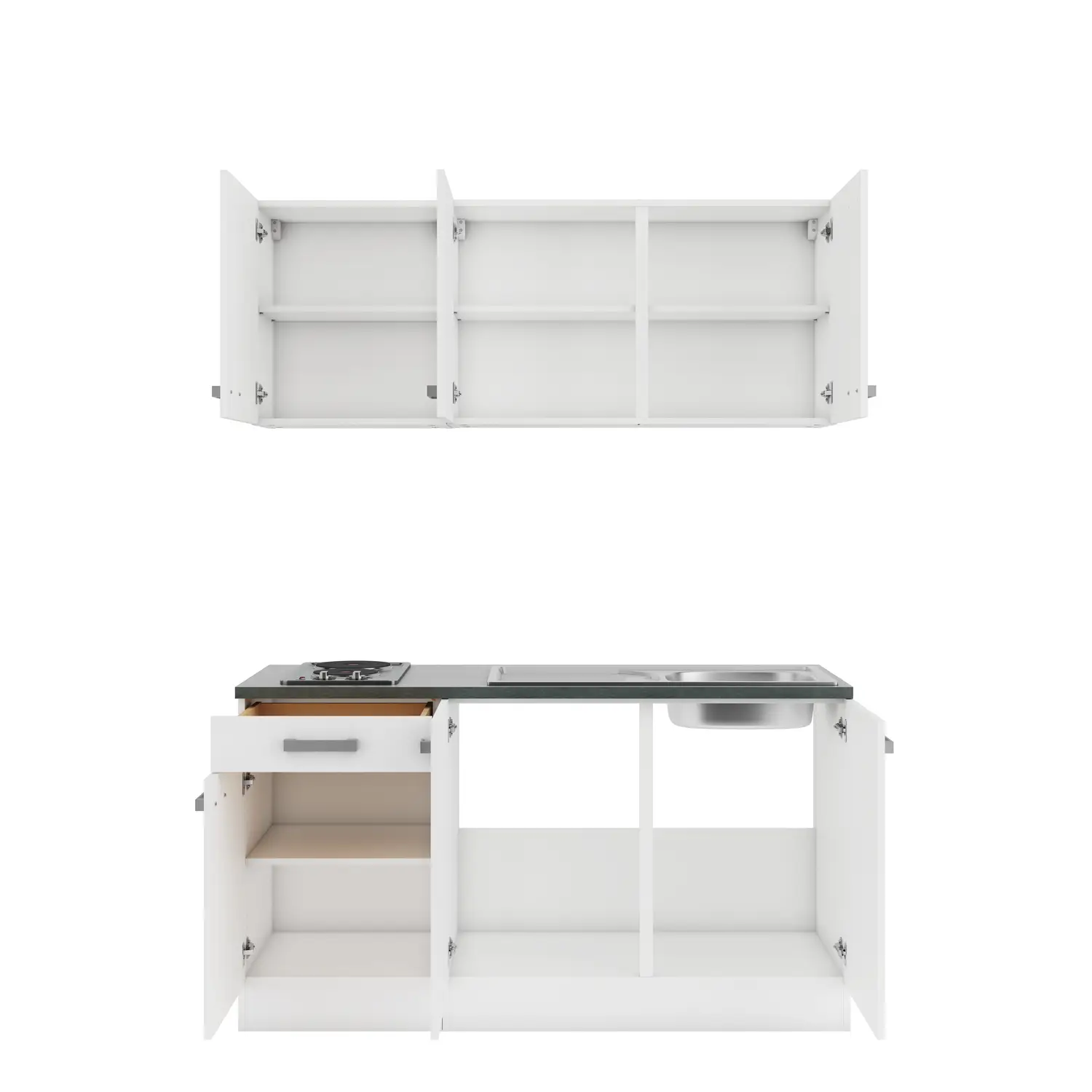 Küchenzeile Oslo mit Geräten Weiß 150 cm