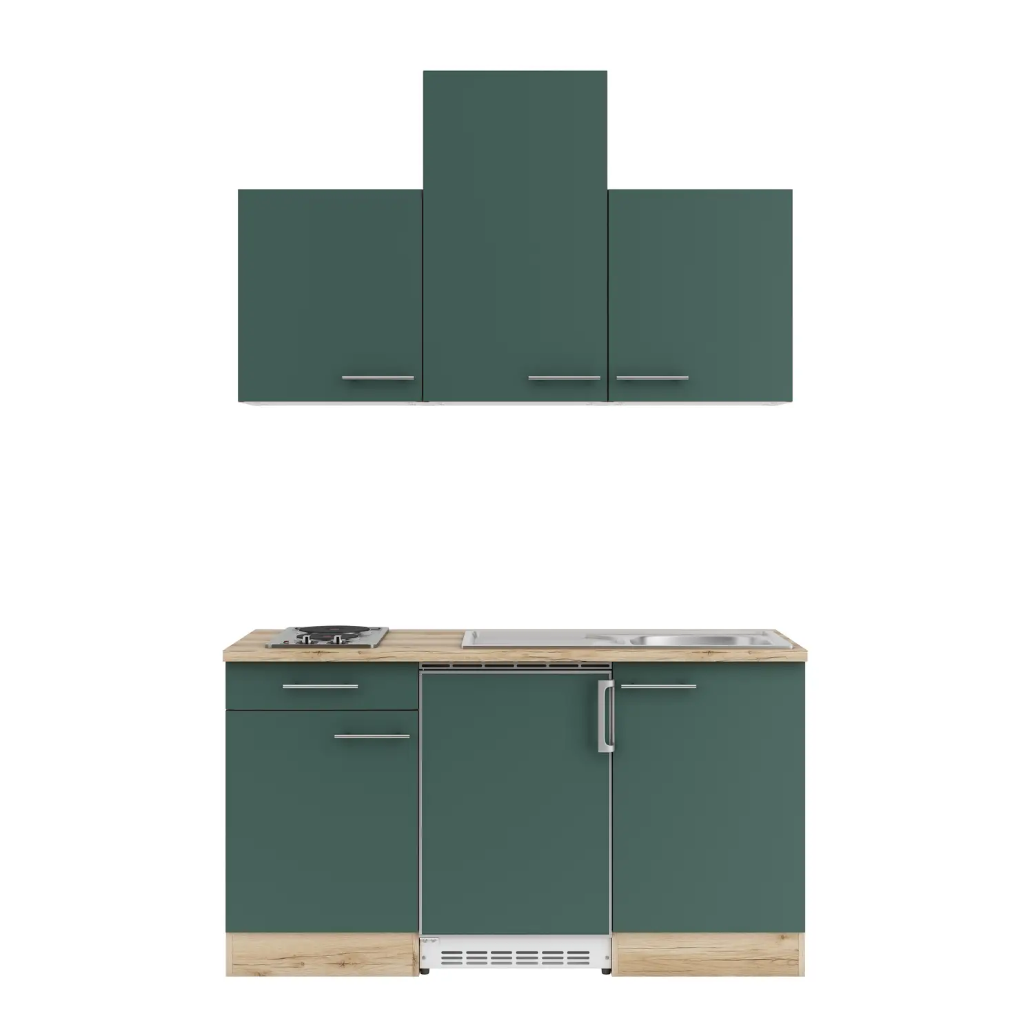 OPTIFIT Küchenzeile Savona mit Geräten 150 cm Steingrün