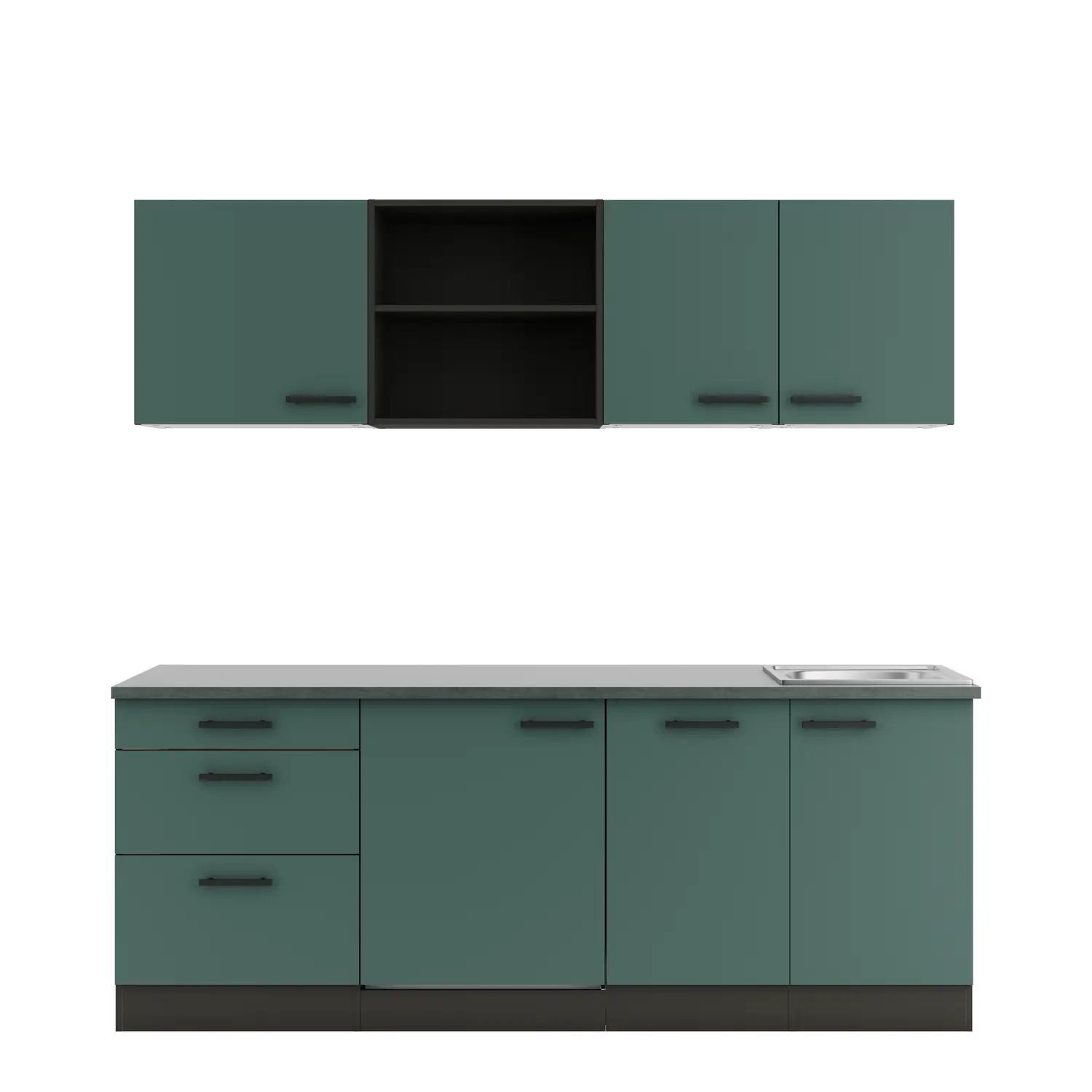OPTIFIT Verona Küchenzeile mit Geräten 210 cm Steingrün