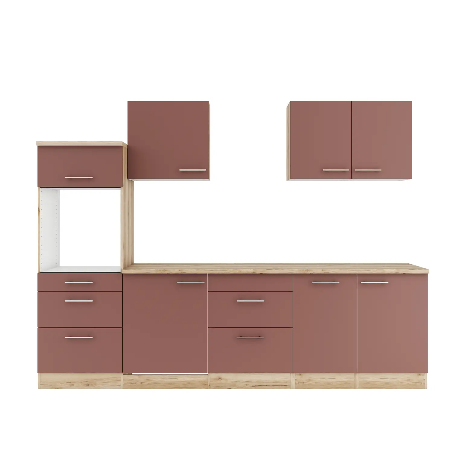 Küchenzeile OPTIFIT Bari ohne Geräte 270 cm Rostrot