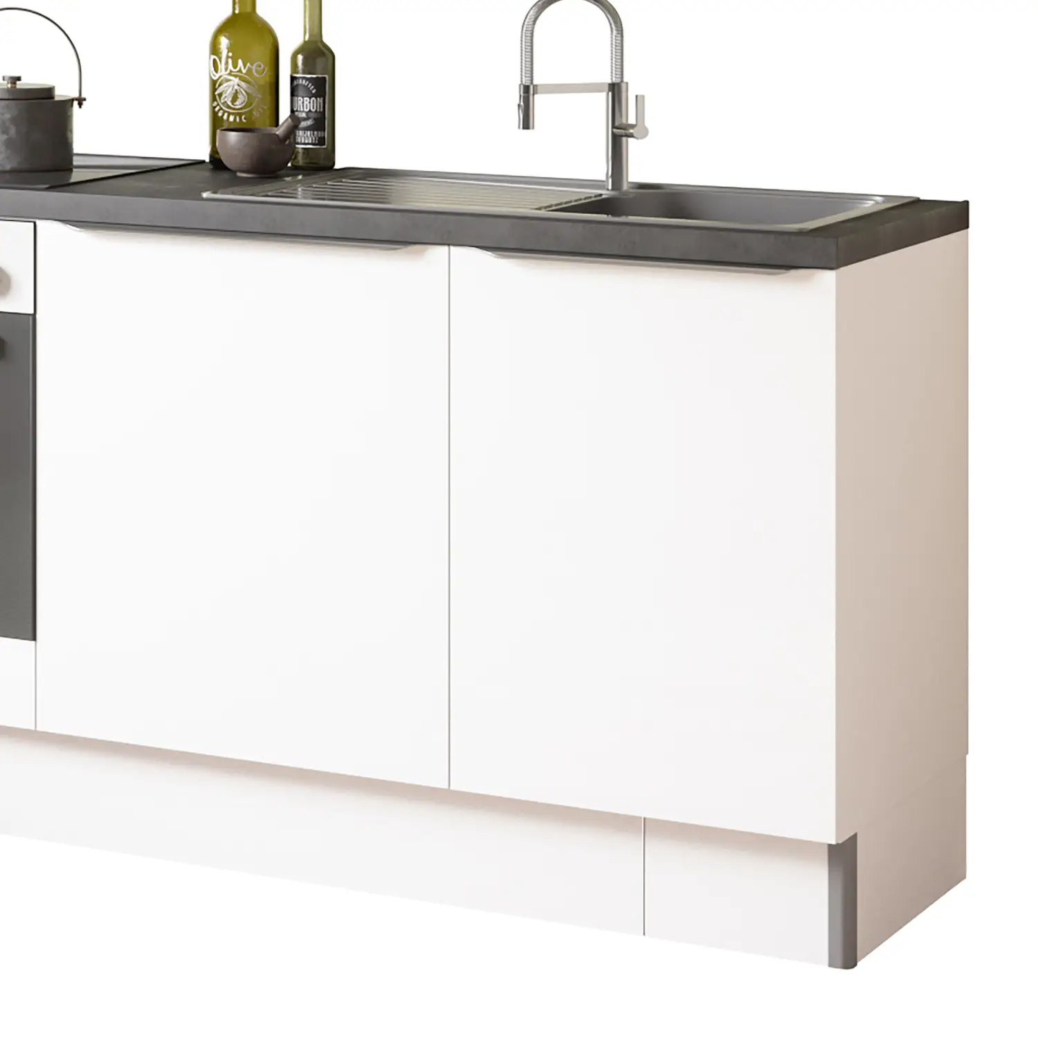 Küchenzeile ohne Geräte OPTIFIT Arvid 210 cm Weiß Glanz
