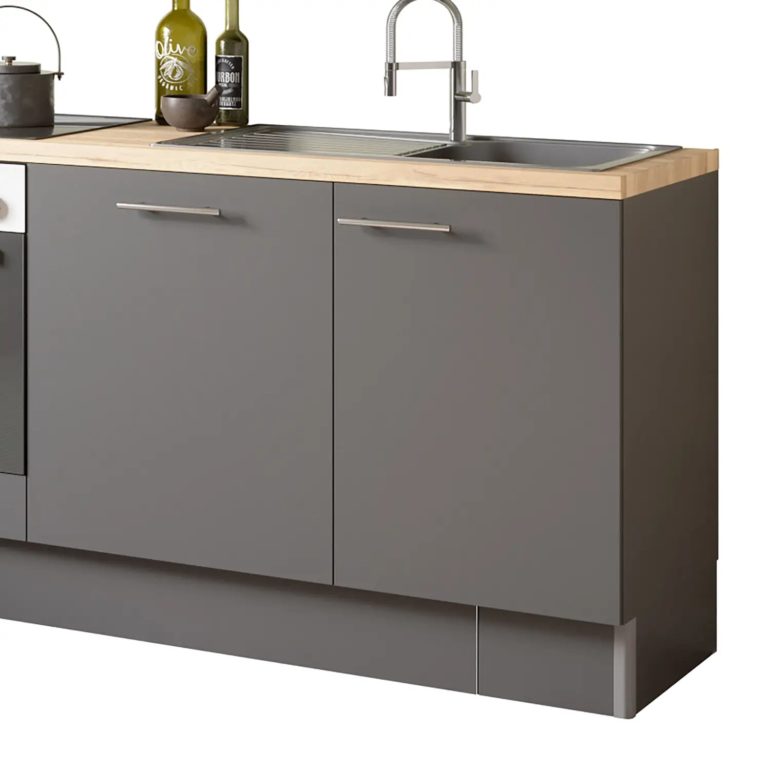 OPTIFIT Ingvar Küchenzeile ohne Geräte 210 cm Anthrazit