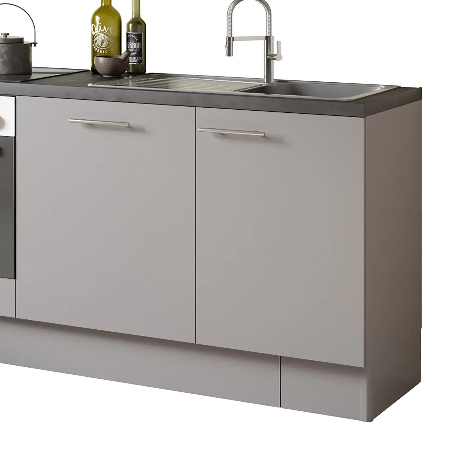 Küchenzeile ohne E-Geräte 210 cm Basaltgrau