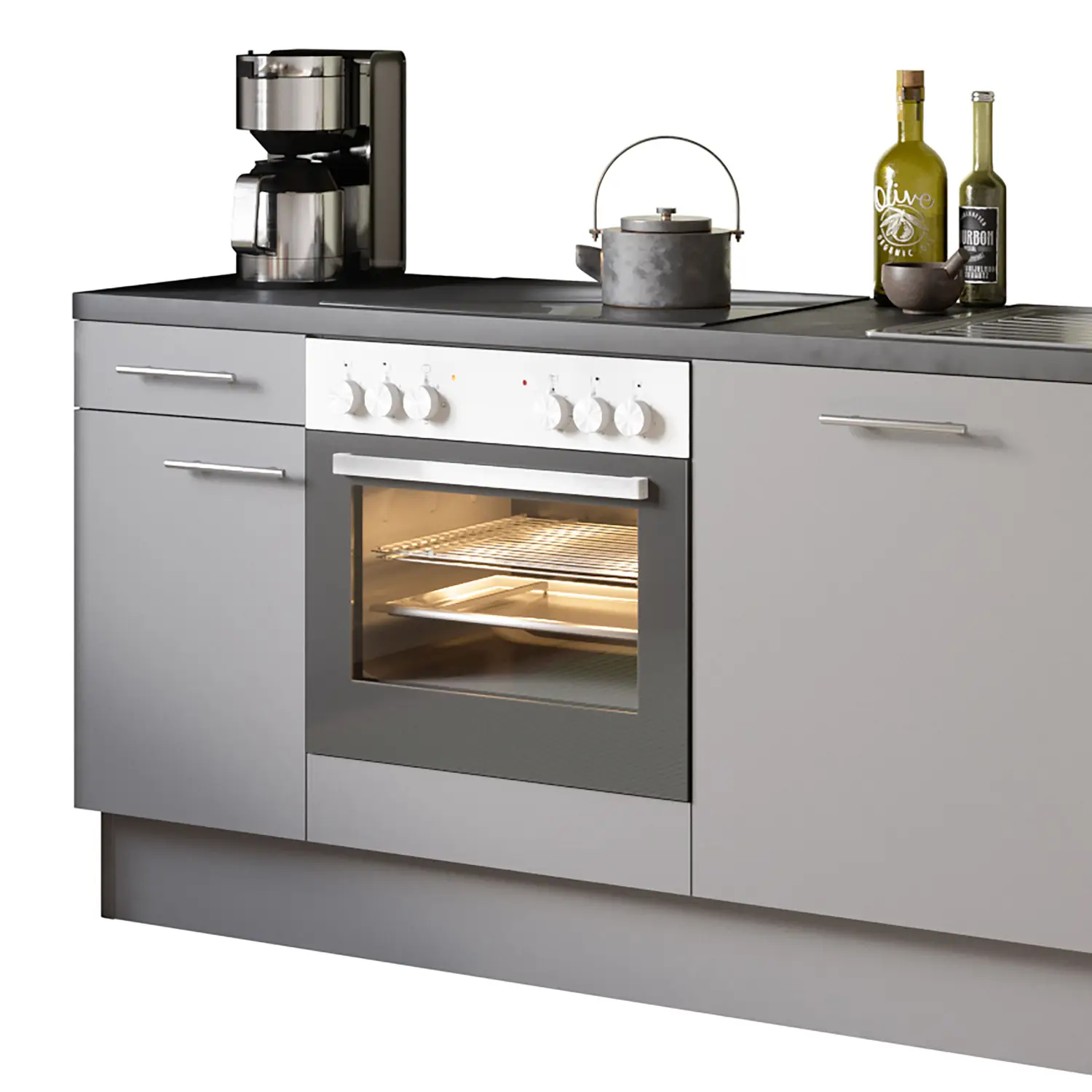 Küchenzeile ohne E-Geräte 210 cm Basaltgrau