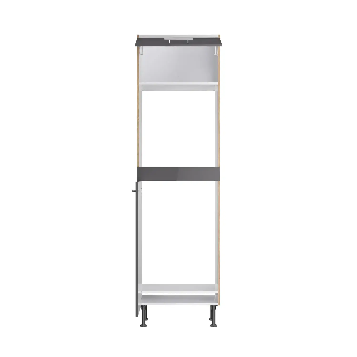 Hochschrank für Backofen und Kühlschrank OPTIFIT Jonte 60 cm Anthrazit Glanz