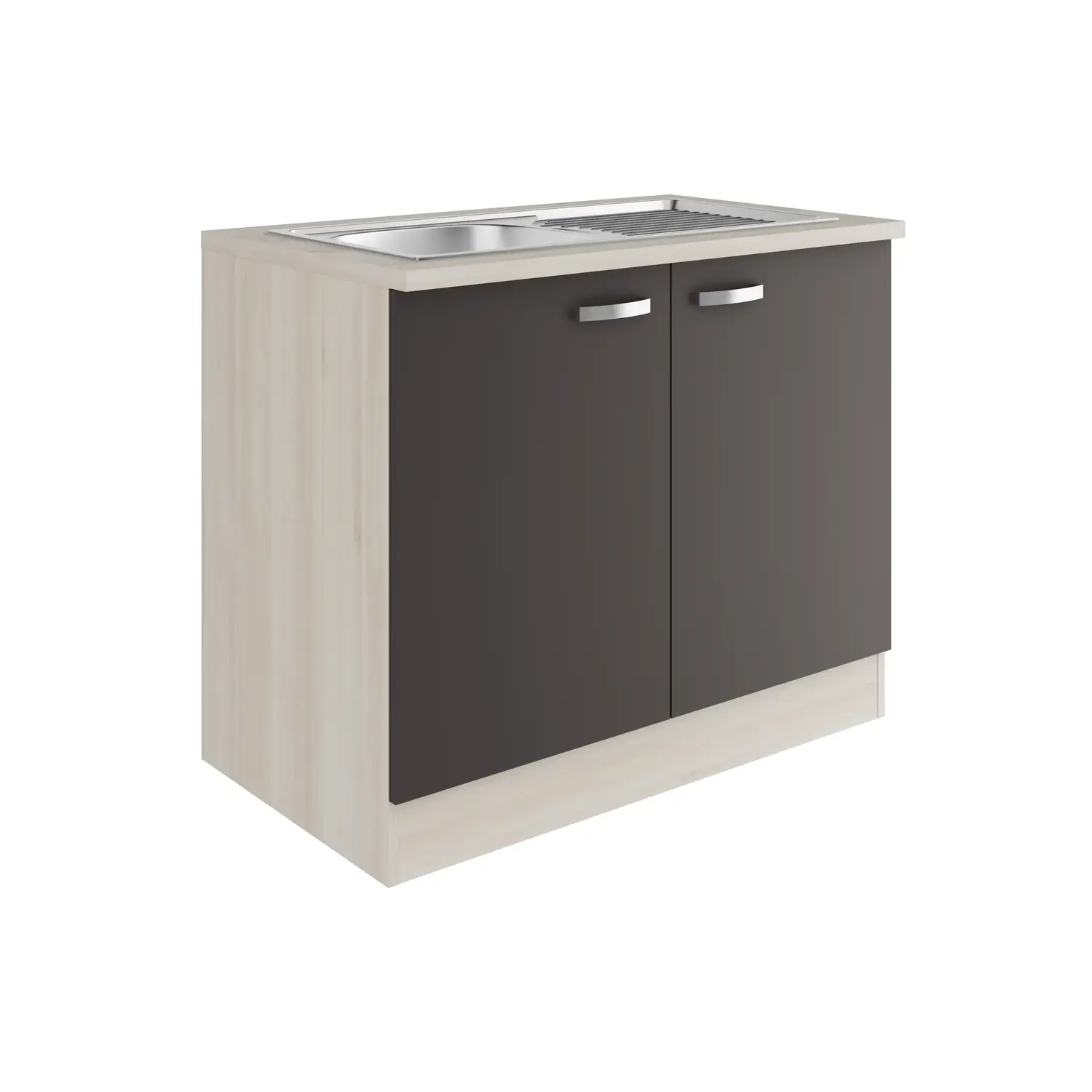 Spülenschrank mit Einbauspüle OPTIFIT Faro 100 cm Anthrazit