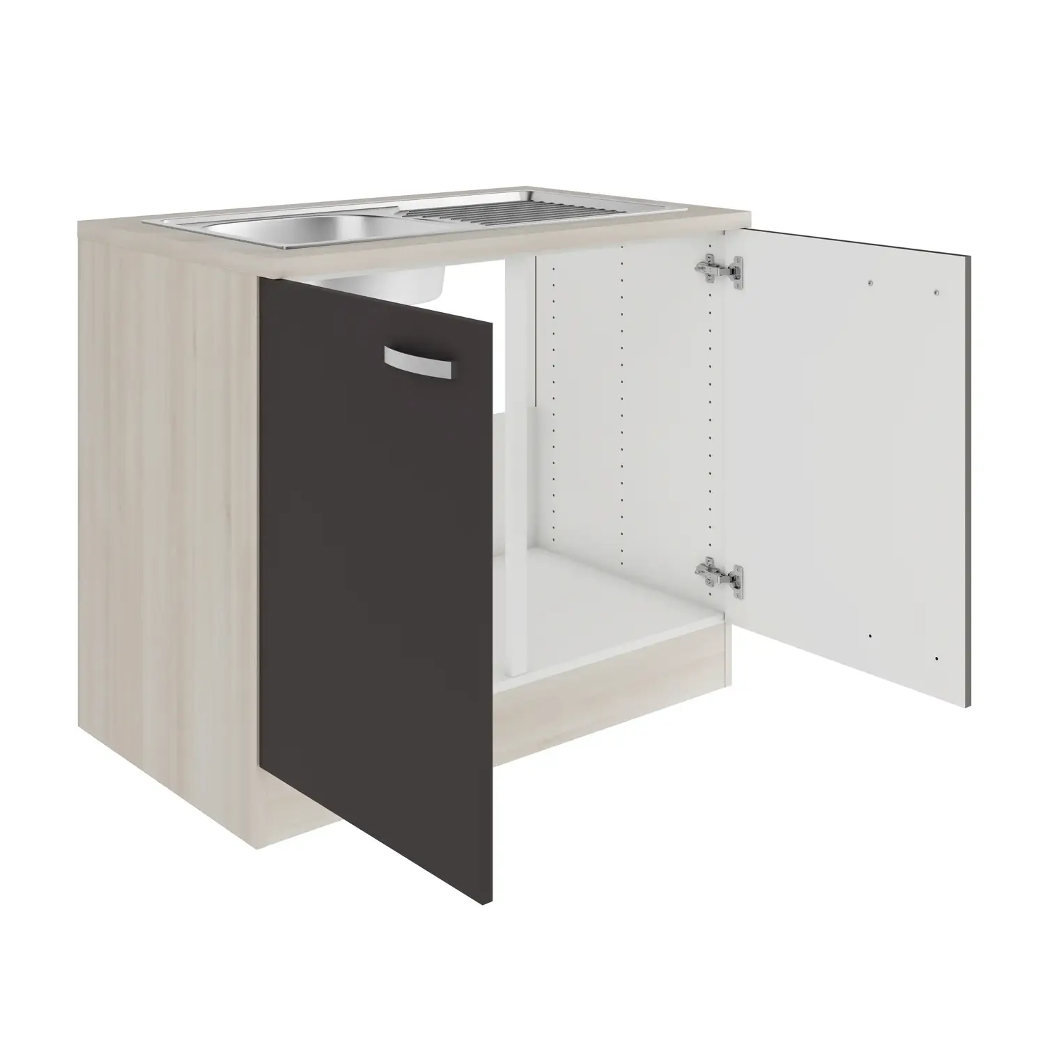 Spülenschrank mit Einbauspüle OPTIFIT Faro 100 cm Anthrazit
