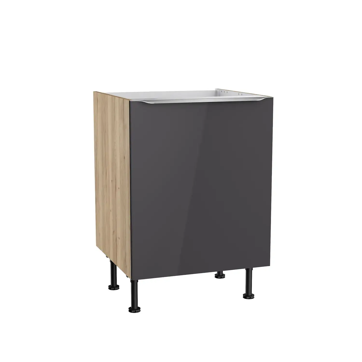 Spülenschrank OPTIFIT Linus 60 cm Anthrazit Glanz