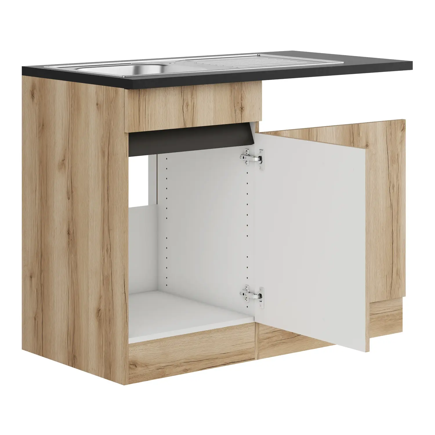 Spülenschrank mit Geschirrspülertür OPTIFIT Kaya 110 cm Wildeiche
