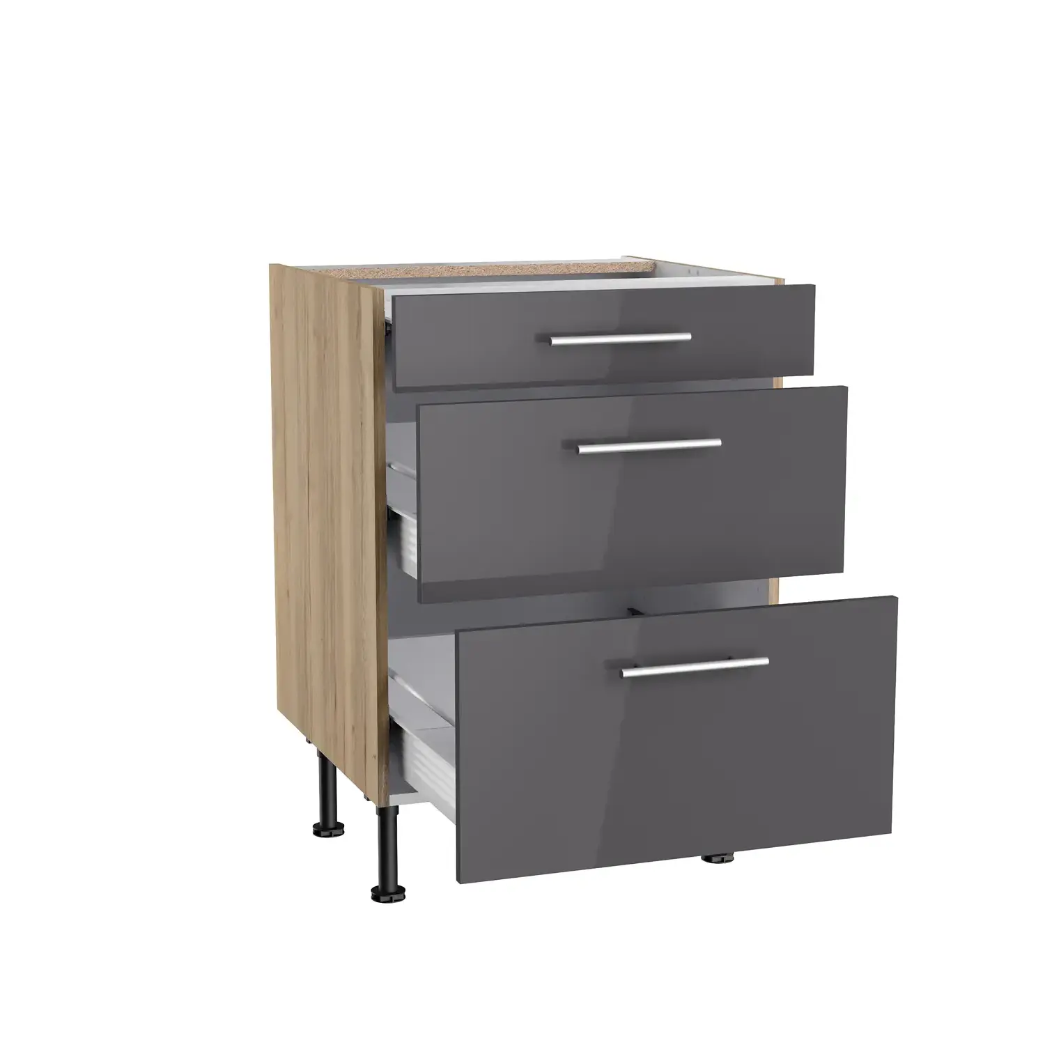 Auszugschrank OPTIFIT Jonte 60 cm Anthrazit Glanz