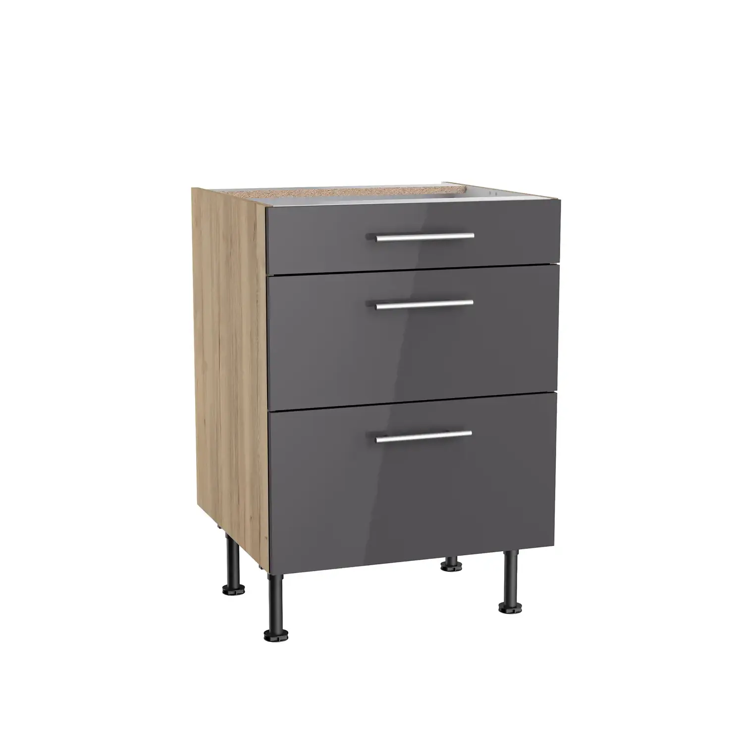 Auszugschrank OPTIFIT Jonte 60 cm Anthrazit Glanz