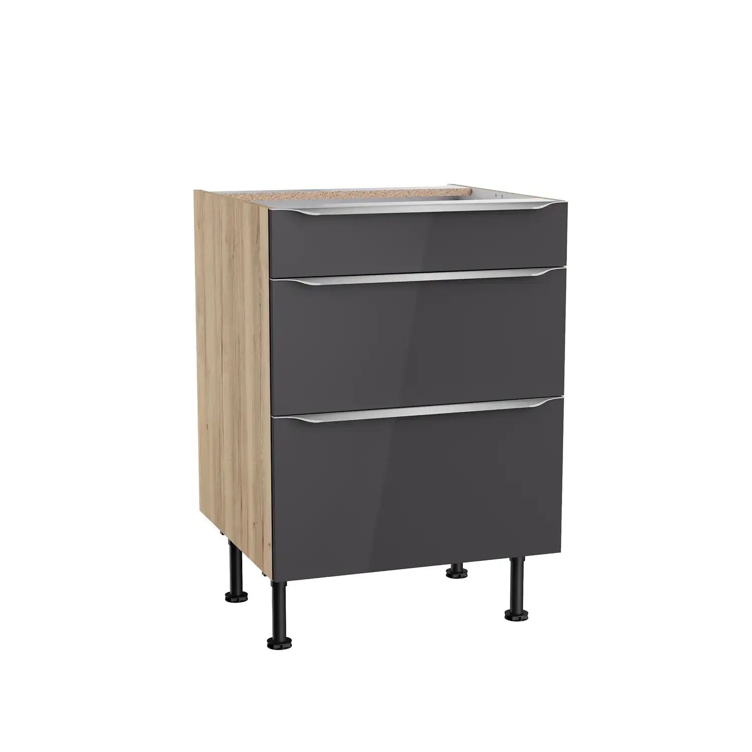 Auszugschrank OPTIFIT Linus 60 cm Anthrazit Glanz