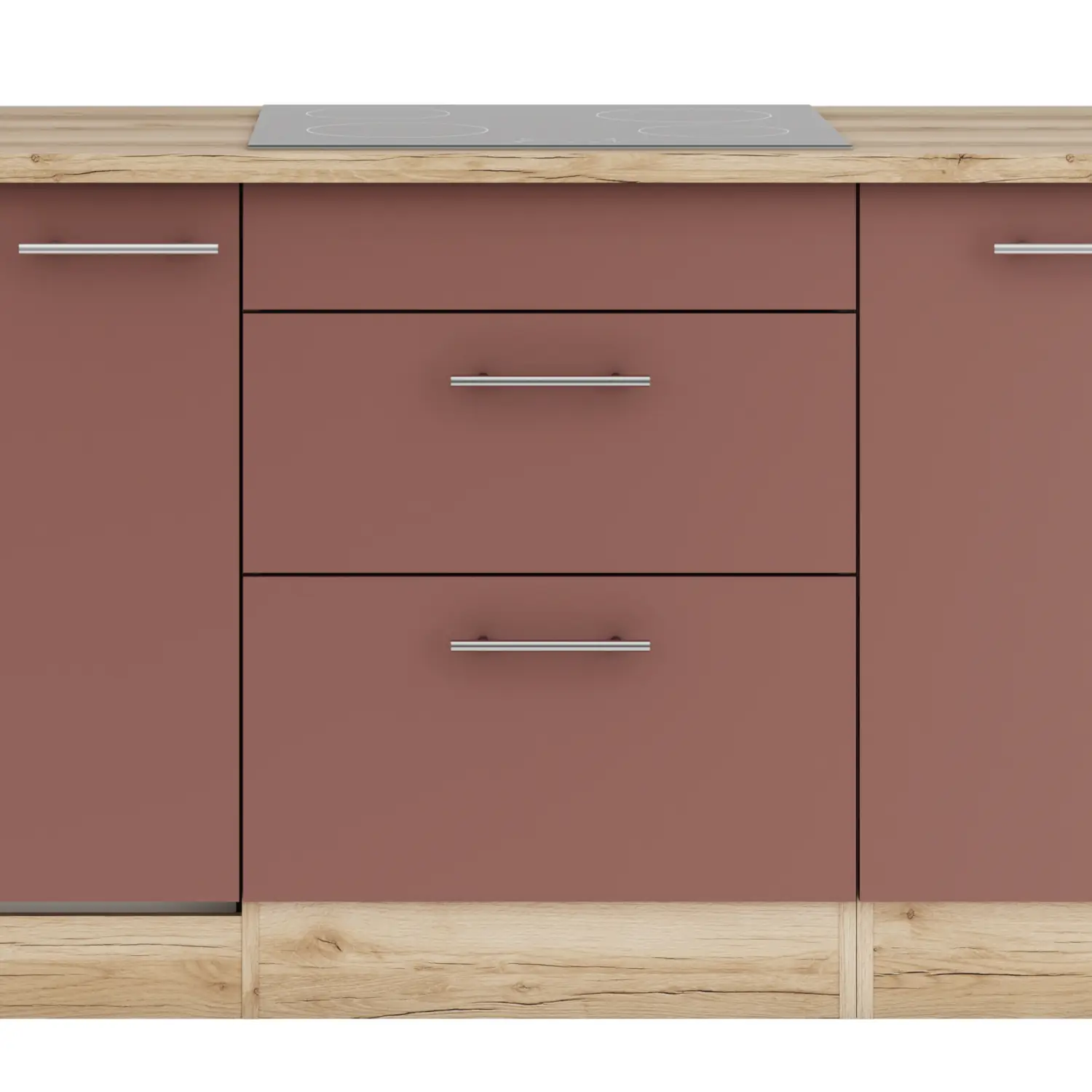 Unterschrank für Glaskeramikkochfeld OPTIFIT Bari 60 cm Rostrot