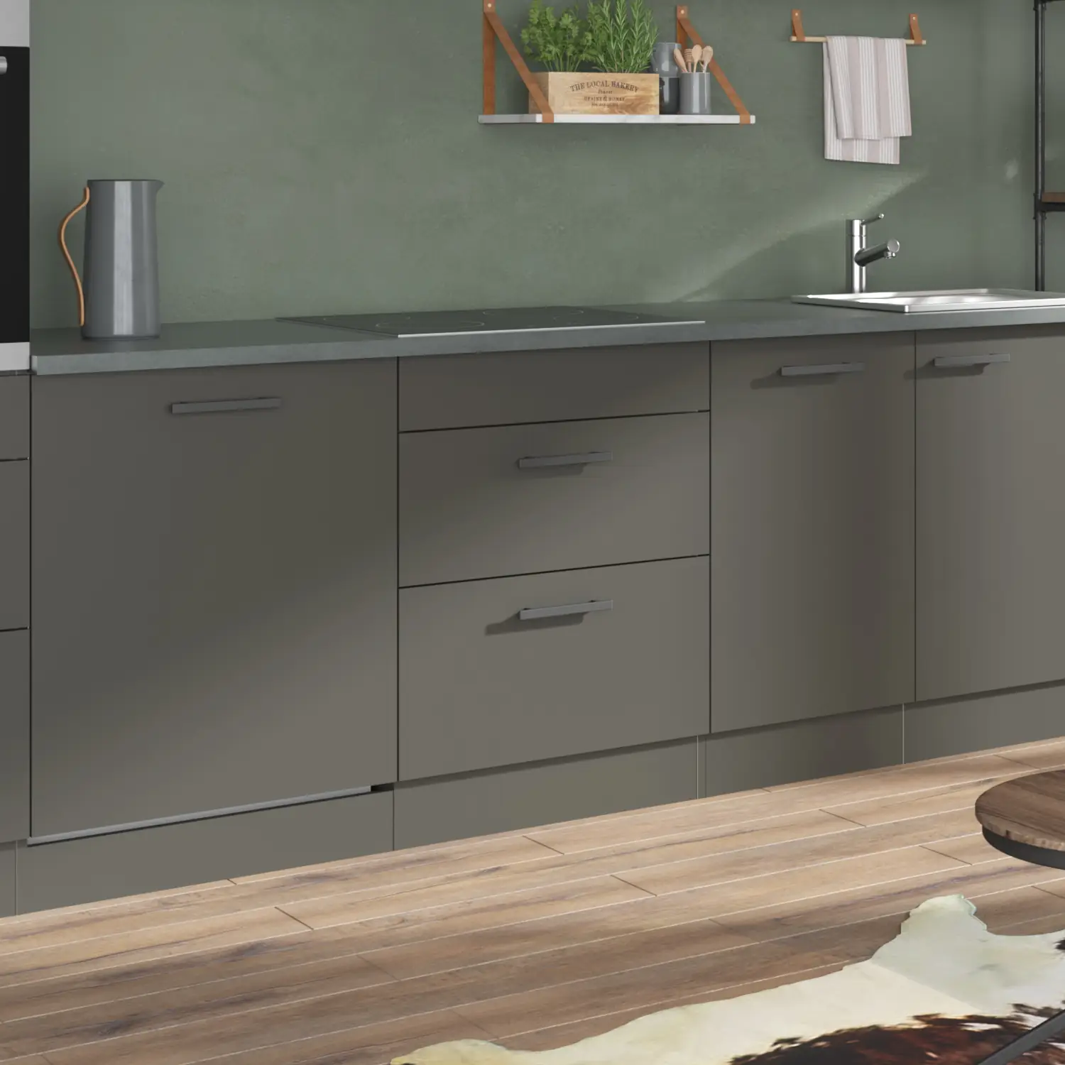 Unterschrank für Glaskeramikkochfeld OPTIFIT Madrid 60 cm Anthrazit