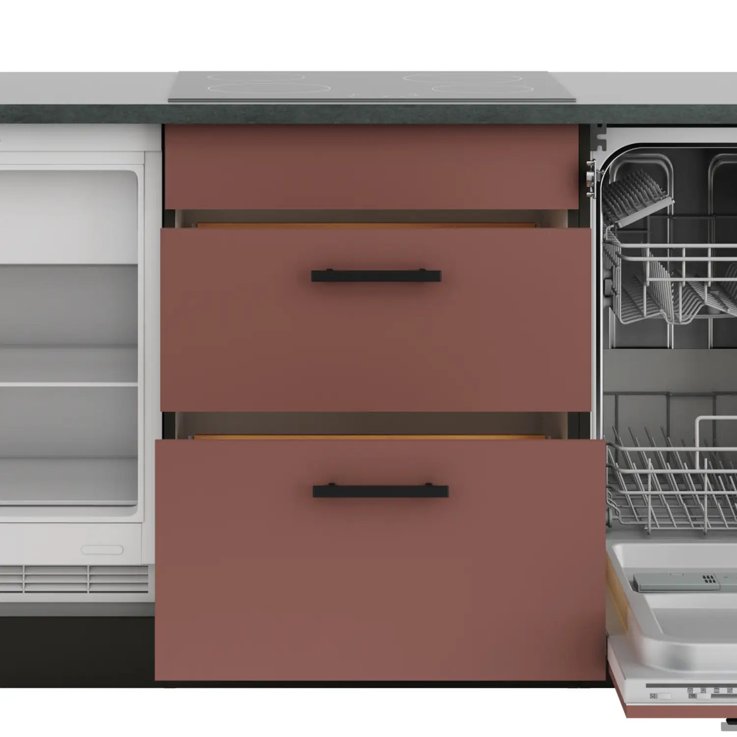 Unterschrank für Glaskeramikkochfeld OPTIFIT Nizza 60 cm Rostrot