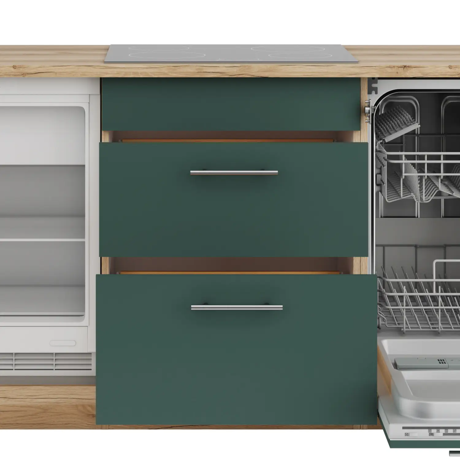Unterschrank für Glaskeramikkochfeld OPTIFIT Savona 60 cm Steingrün