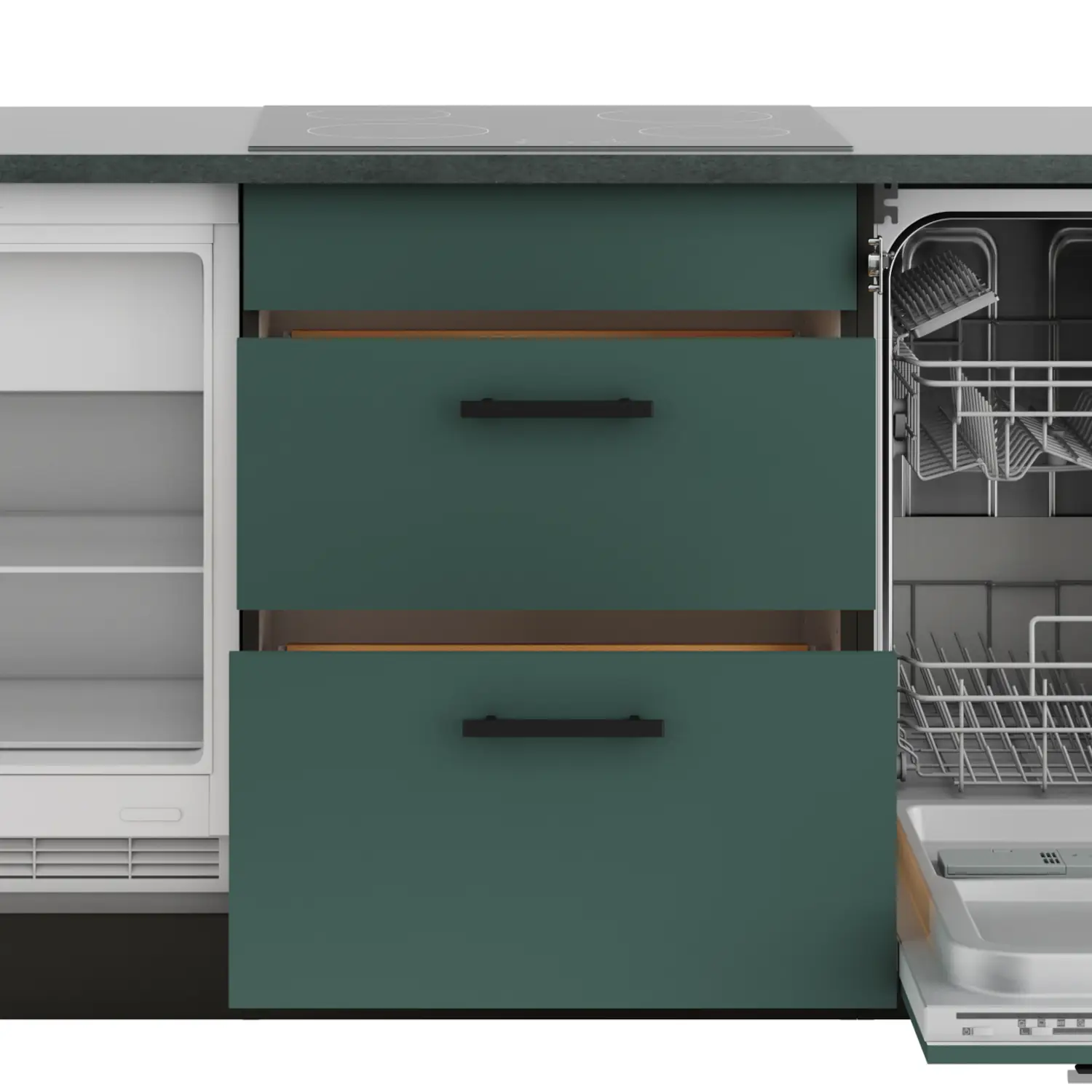 Unterschrank für Glaskeramikkochfeld OPTIFIT Verona 60 cm Steingrün
