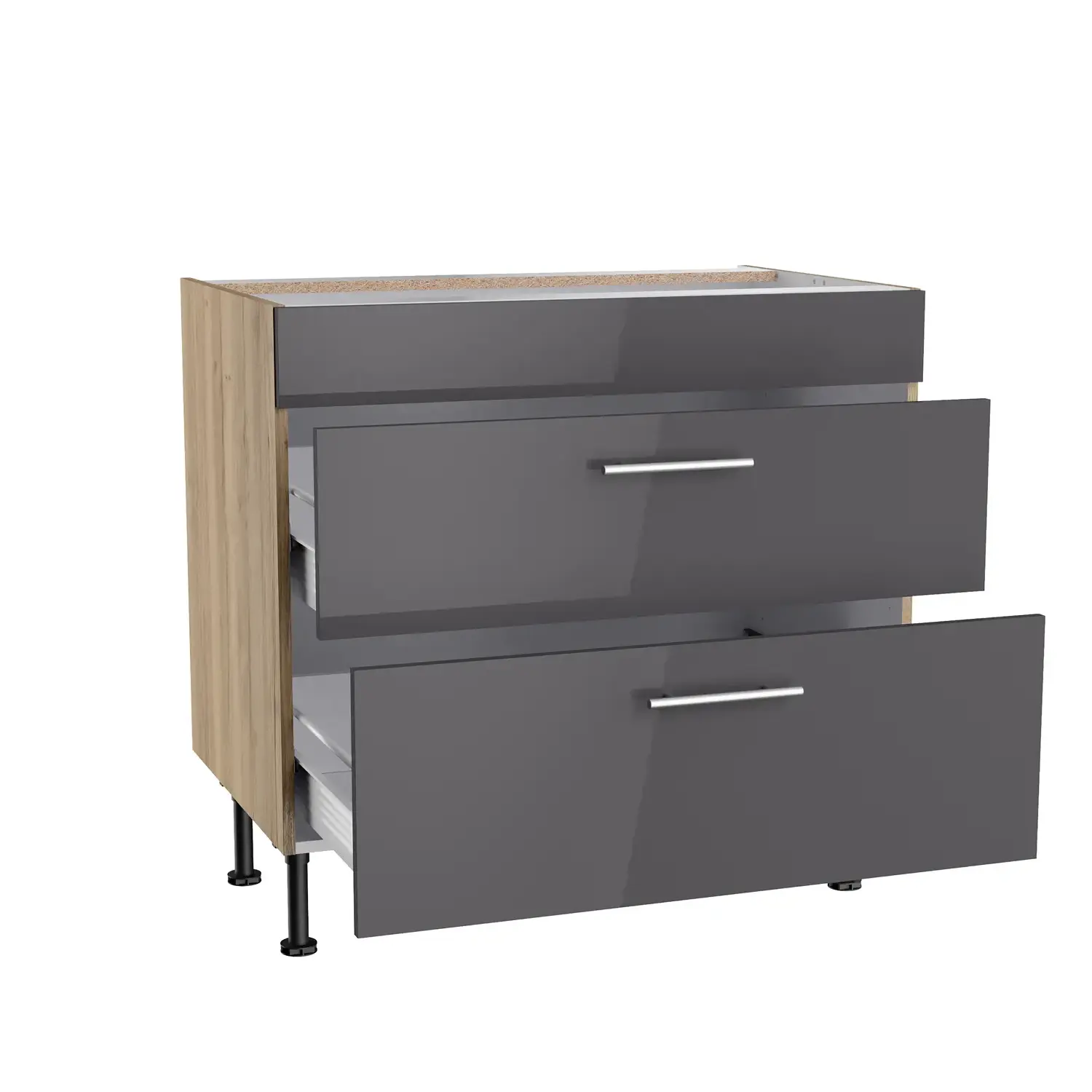 Unterschrank für Glaskeramikkochfeld OPTIFIT Jonte 90 cm Anthrazit Glanz