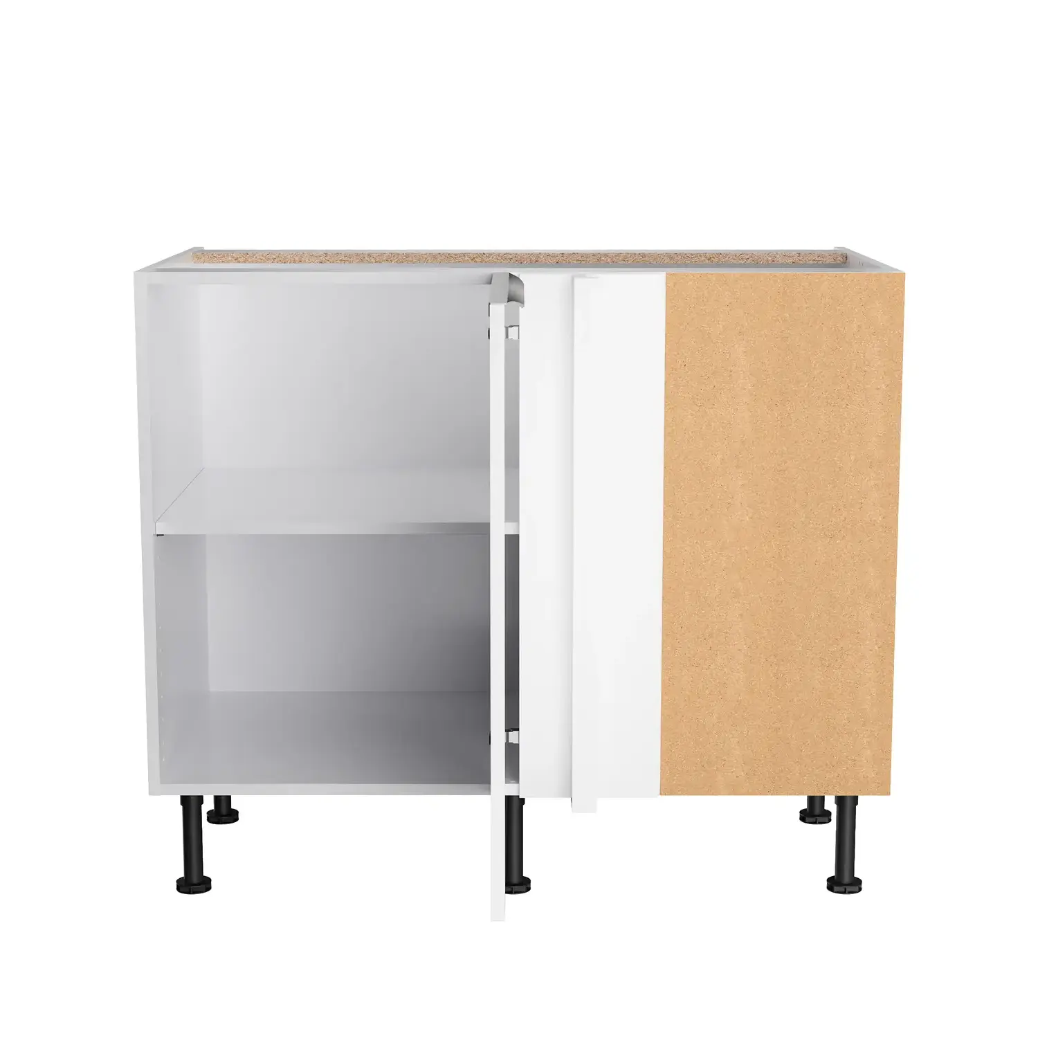 Eckunterschrank OPTIFIT Arvid 115 x 65 cm Weiß Glanz