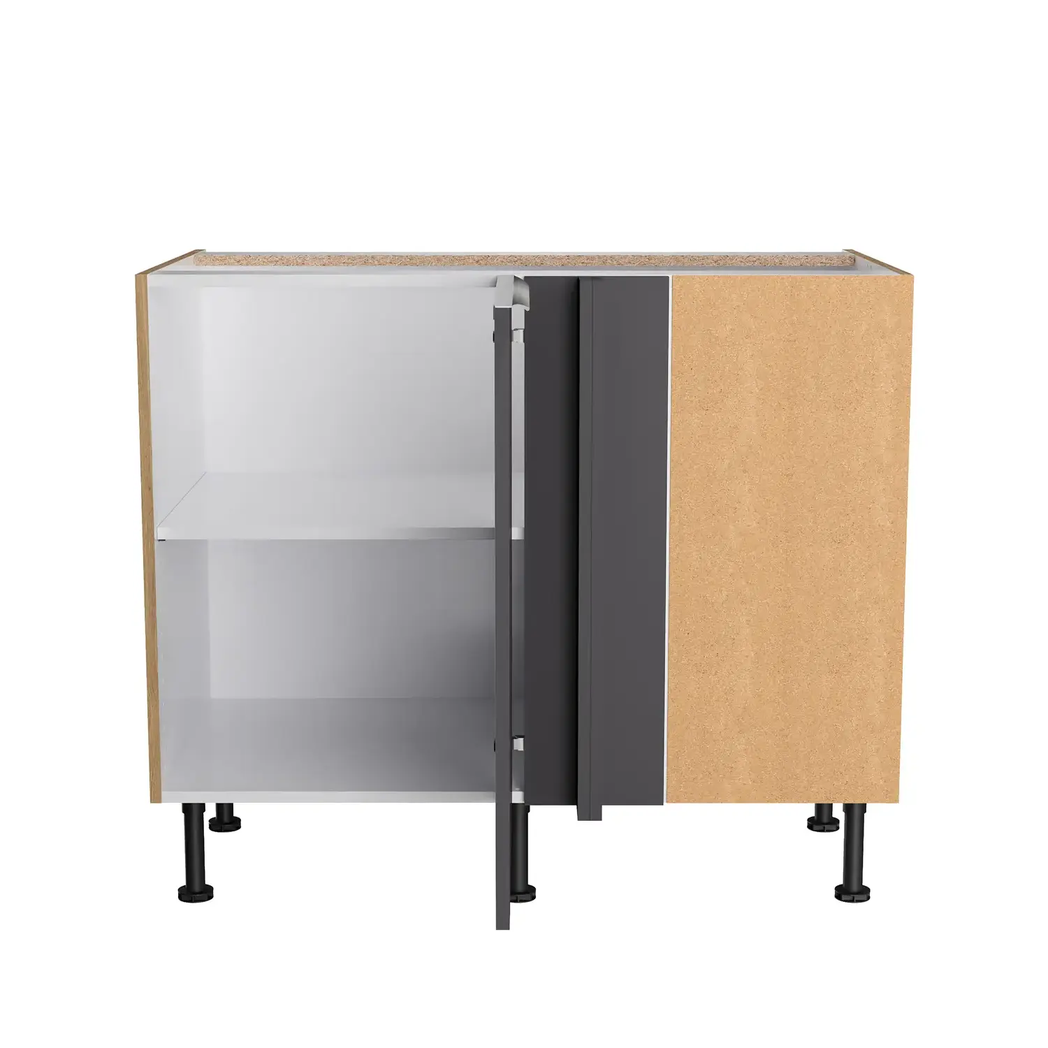 Eckunterschrank OPTIFIT Linus 100 cm Anthrazit Glanz
