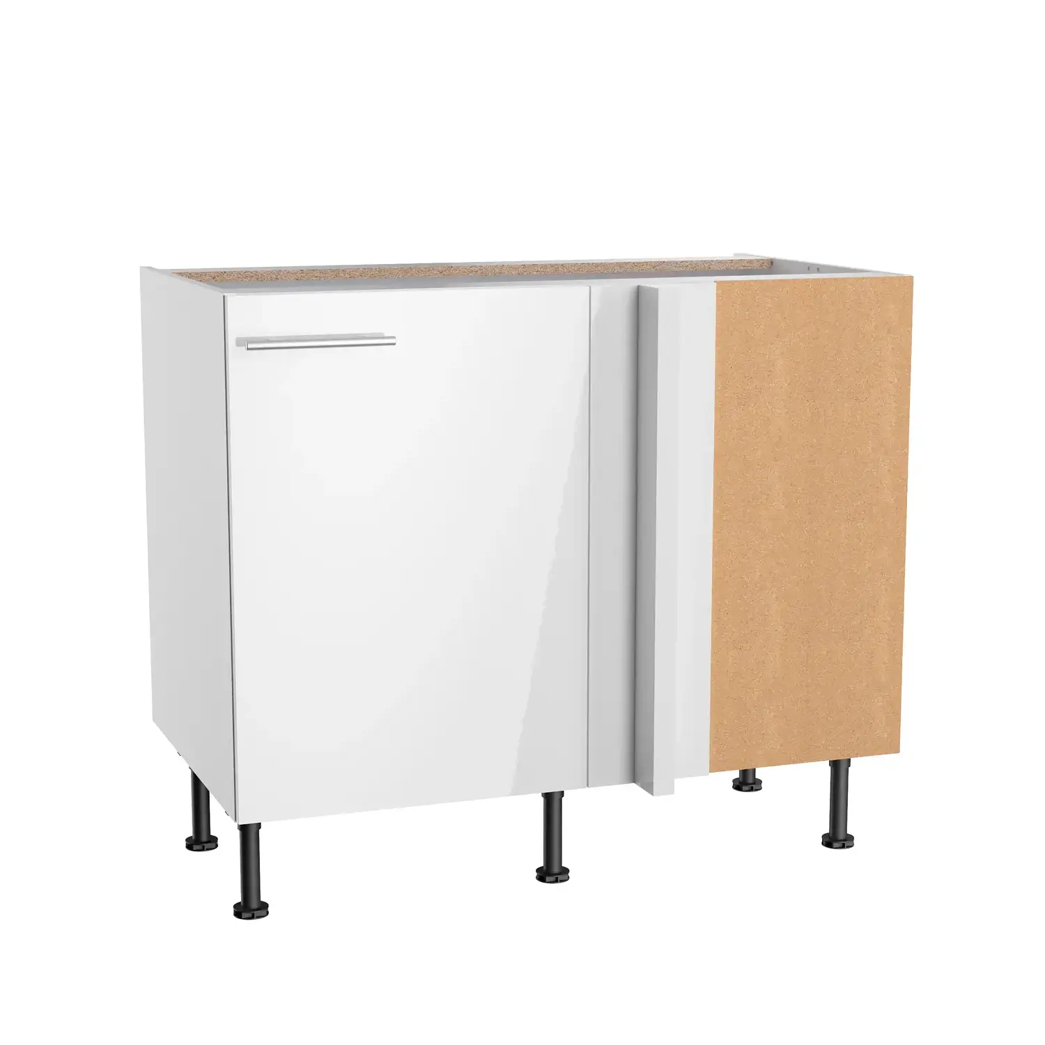 Eckunterschrank OPTIFIT Rurik 115 x 65 cm Weiß Glanz