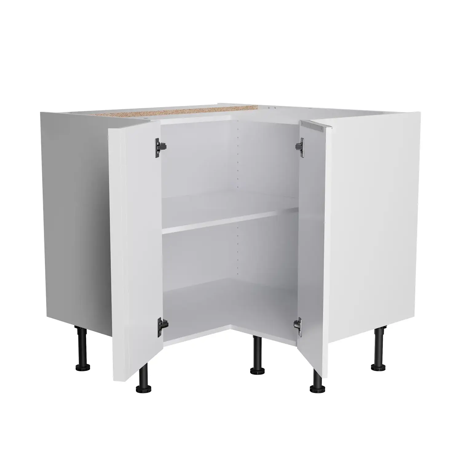 Eckunterschrank OPTIFIT Arvid 90 x 90 cm Weiß Glanz