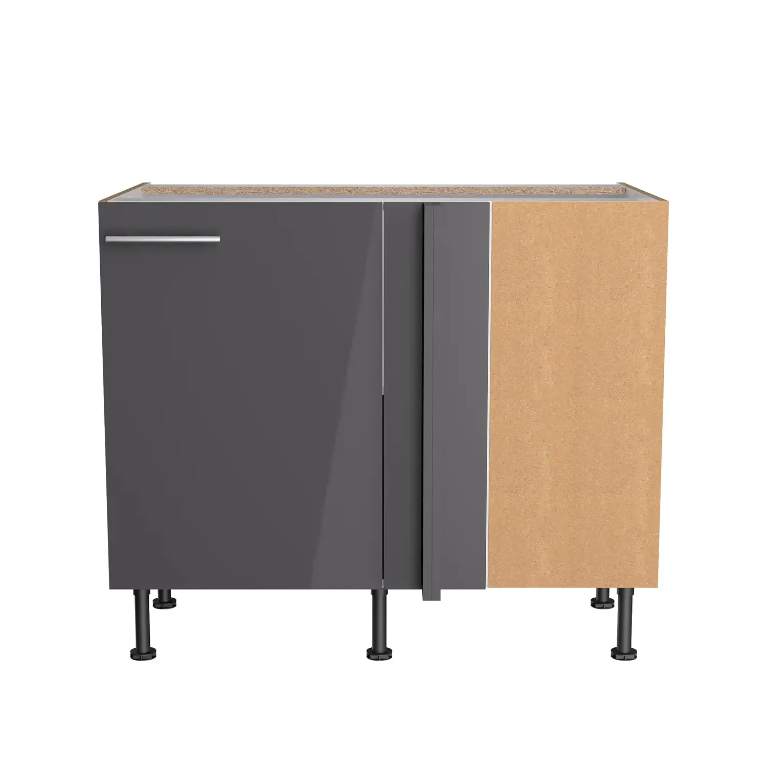 Eckunterschrank OPTIFIT Jonte 100 cm Anthrazit Glanz
