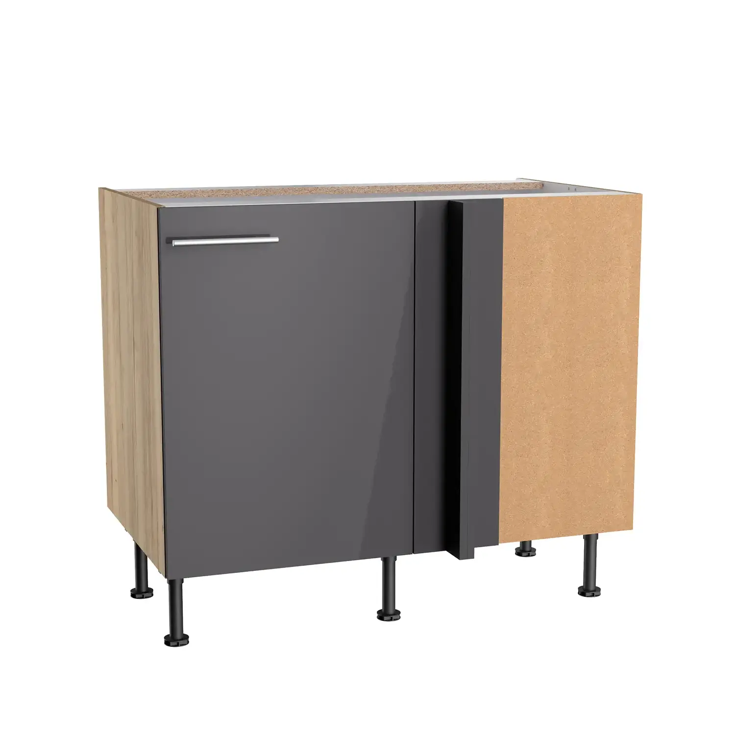 Eckunterschrank OPTIFIT Jonte 100 cm Anthrazit Glanz