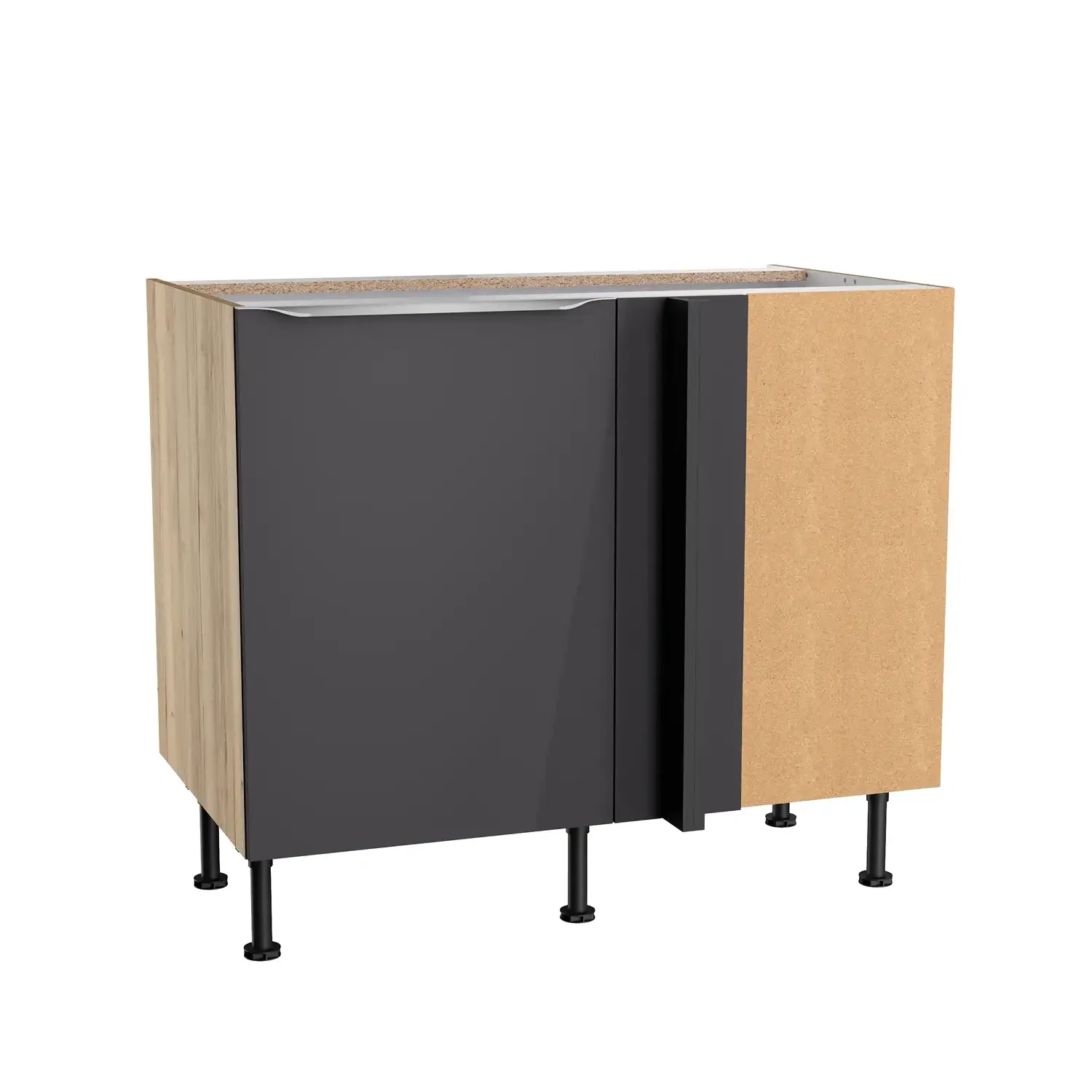 Eckunterschrank OPTIFIT Linus 100 cm Anthrazit Glanz