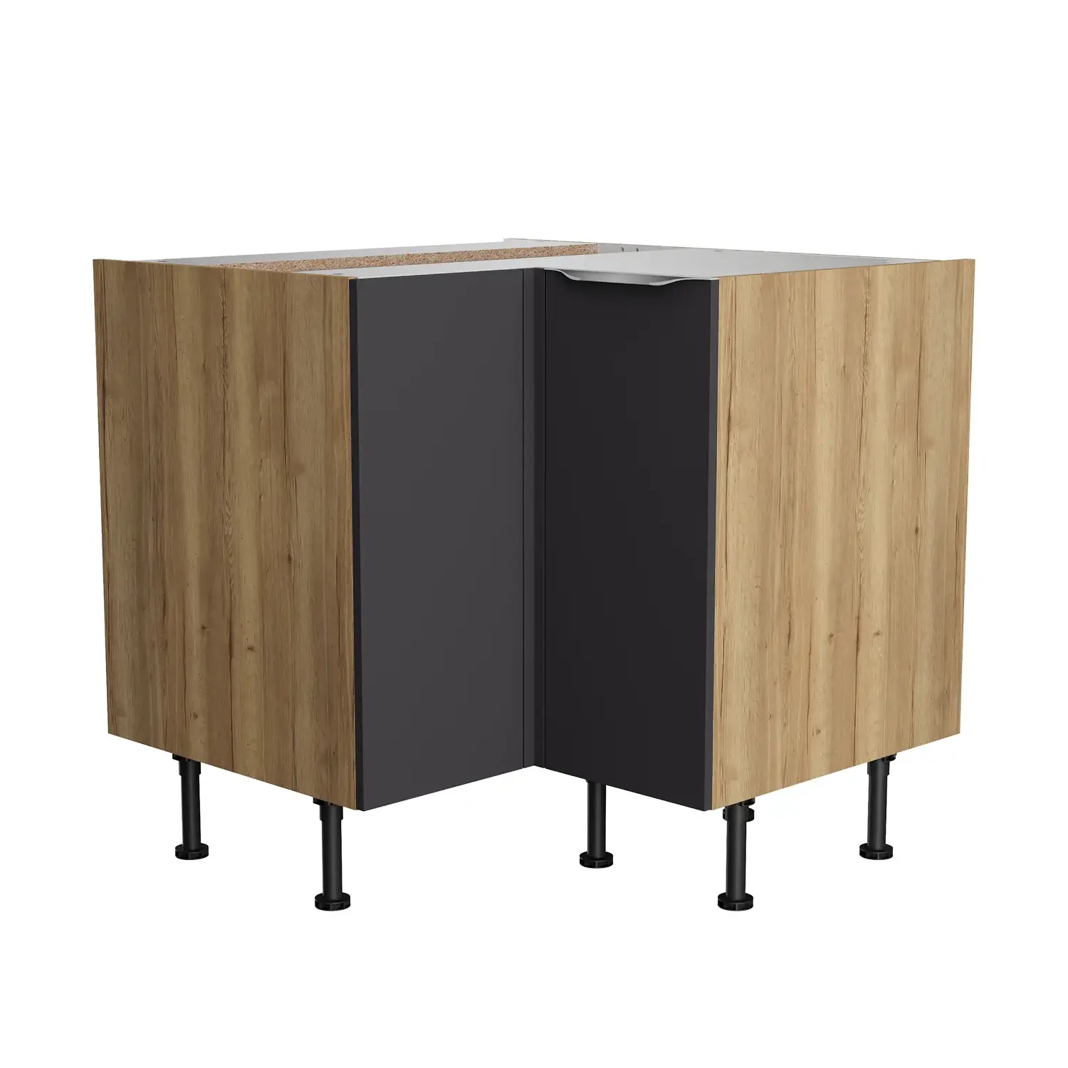 Eckunterschrank OPTIFIT Linus 90 x 90 cm Anthrazit Glanz