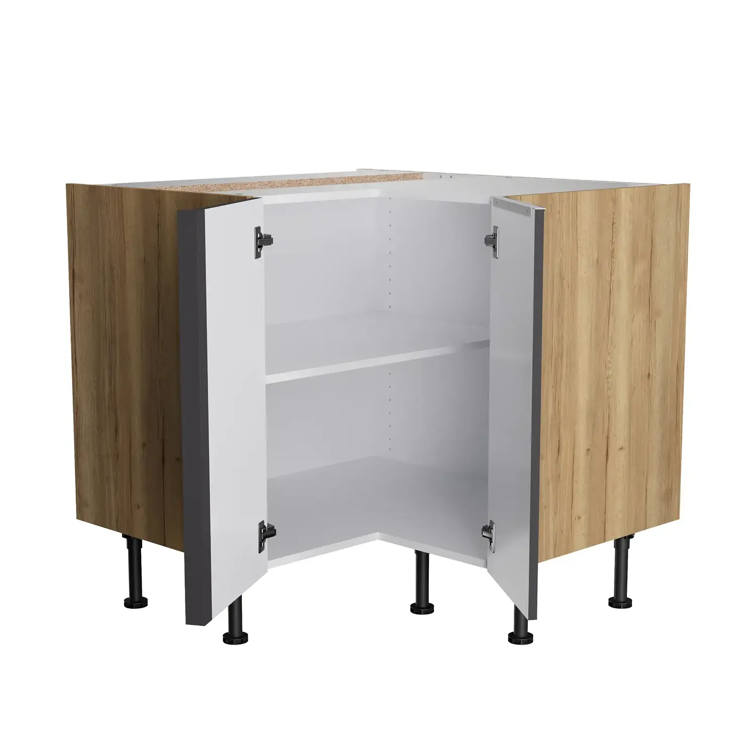 Eckunterschrank OPTIFIT Linus 90 x 90 cm Anthrazit Glanz