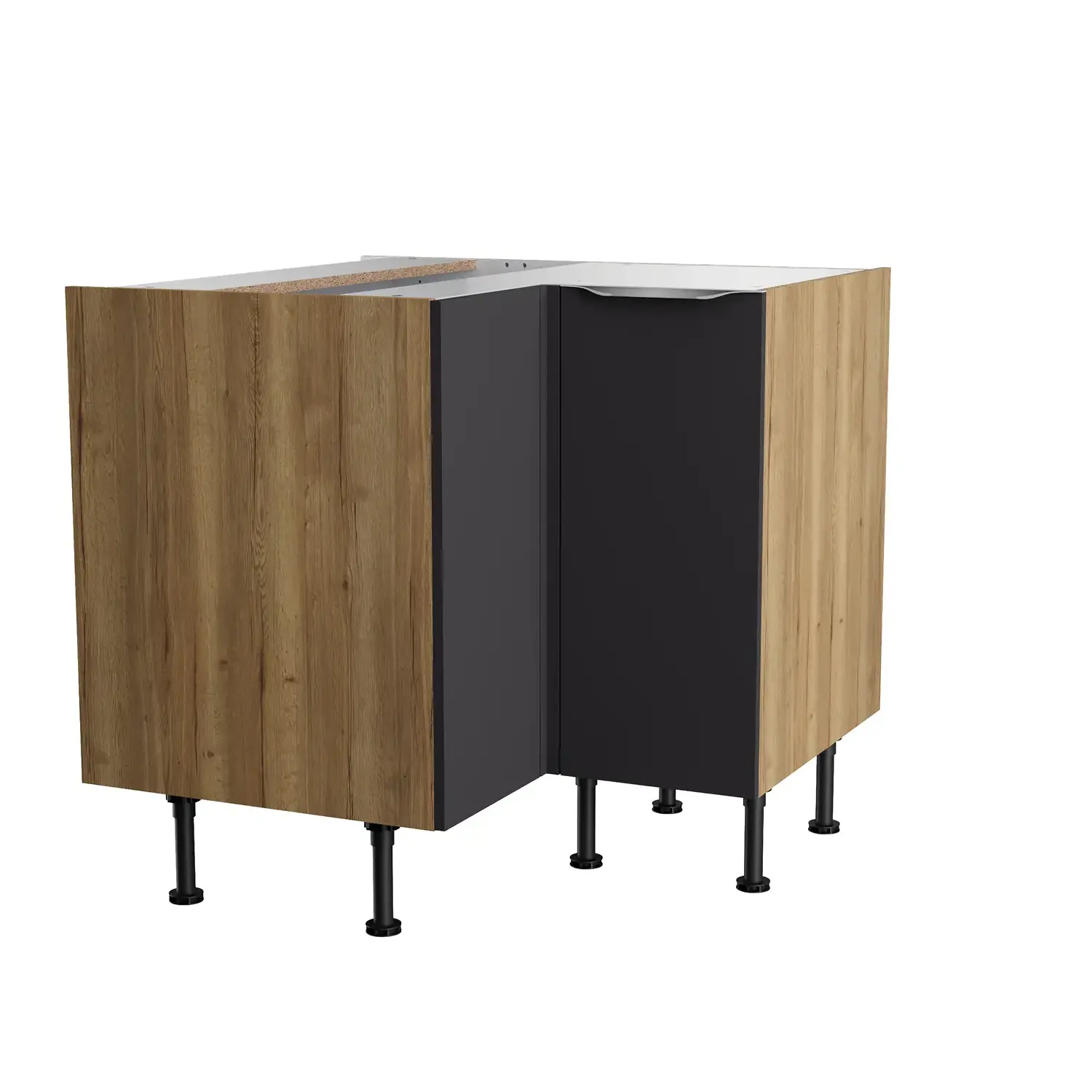 Eckunterschrank OPTIFIT Linus 90 x 90 cm Anthrazit Glanz