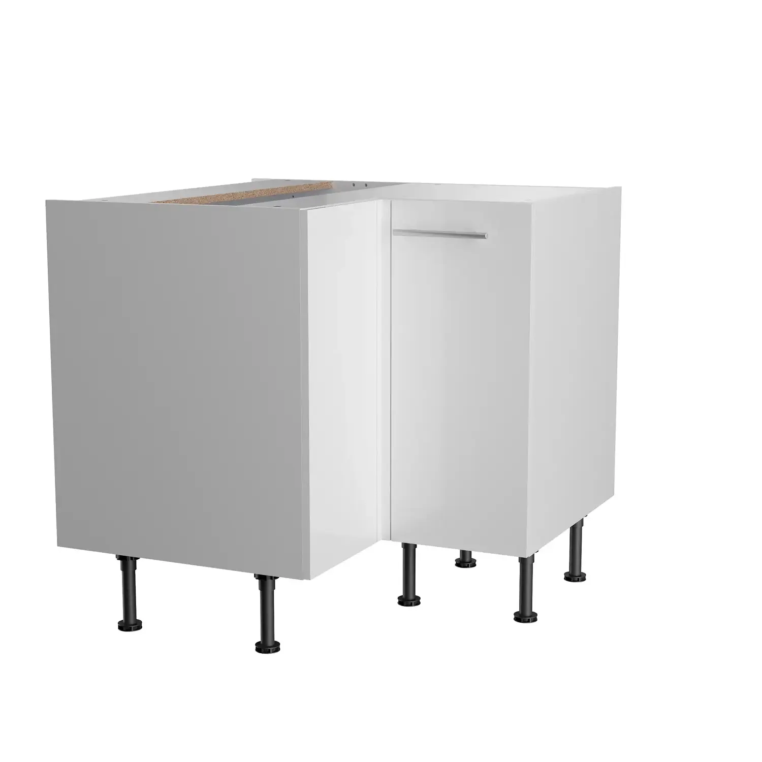 Eckunterschrank OPTIFIT Rurik 90 x 90 cm Weiß Glanz