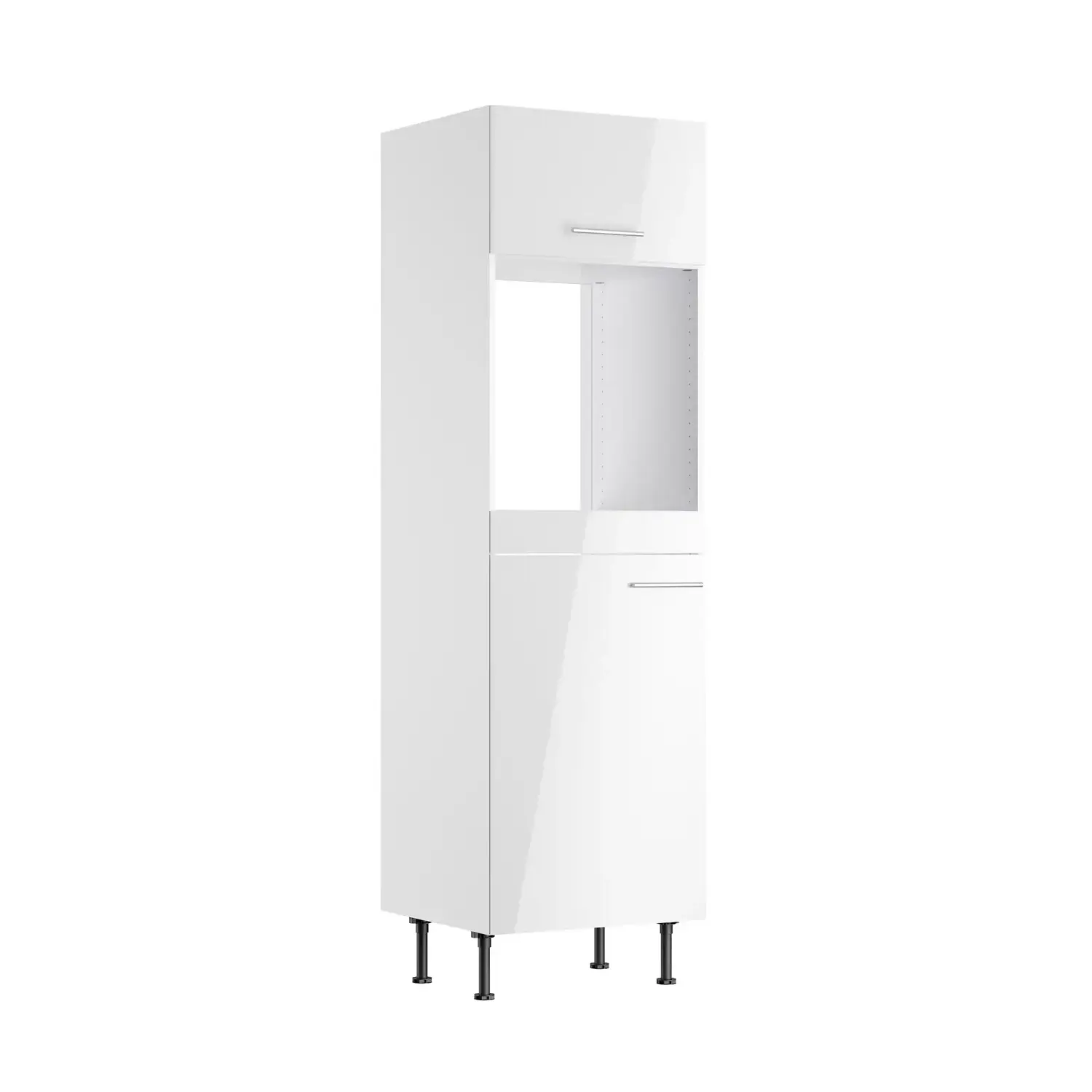 Umbauschrank für Backofen und Kühlschrank OPTIFIT Rurik 60 cm Weiß Glanz
