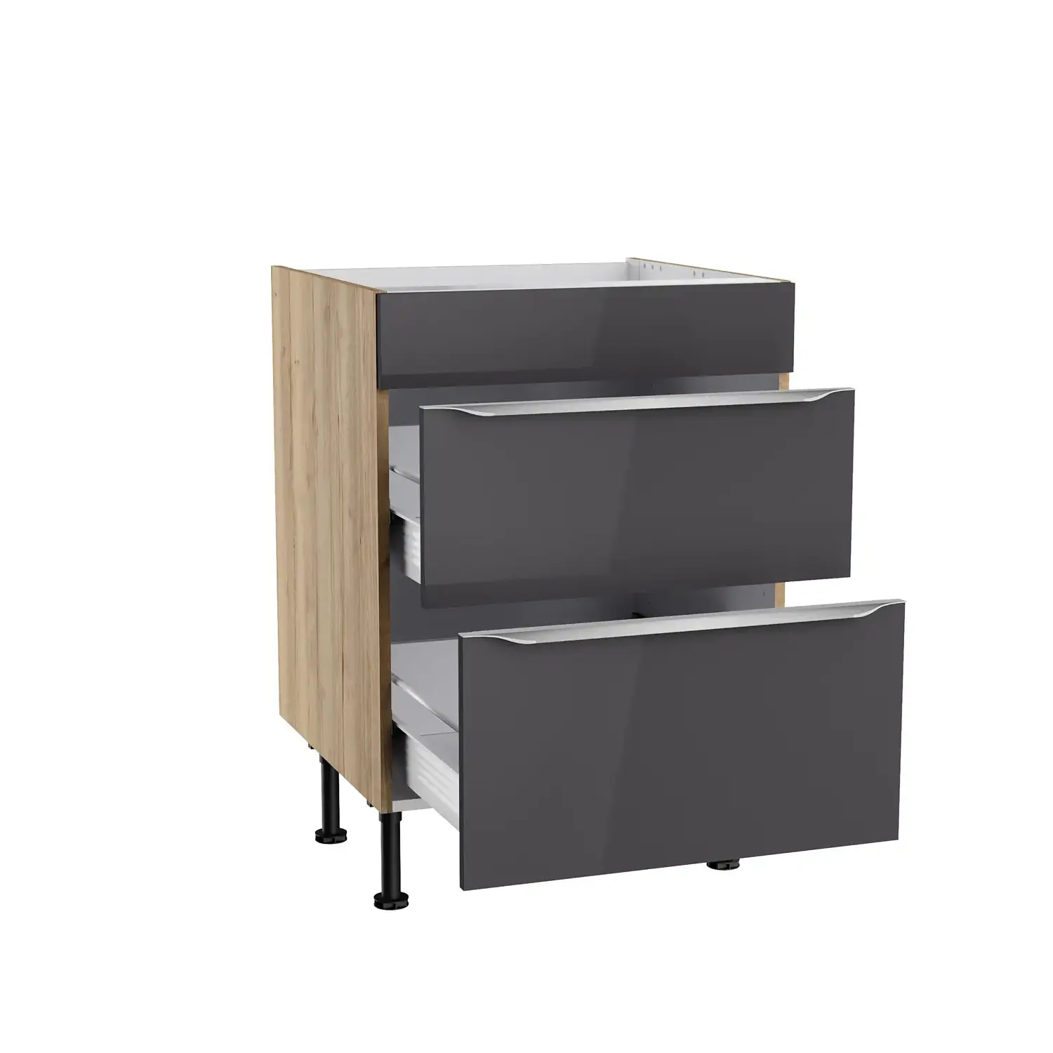 Unterschrank für Kochfeld OPTIFIT Linus 60 cm Anthrazit Glanz