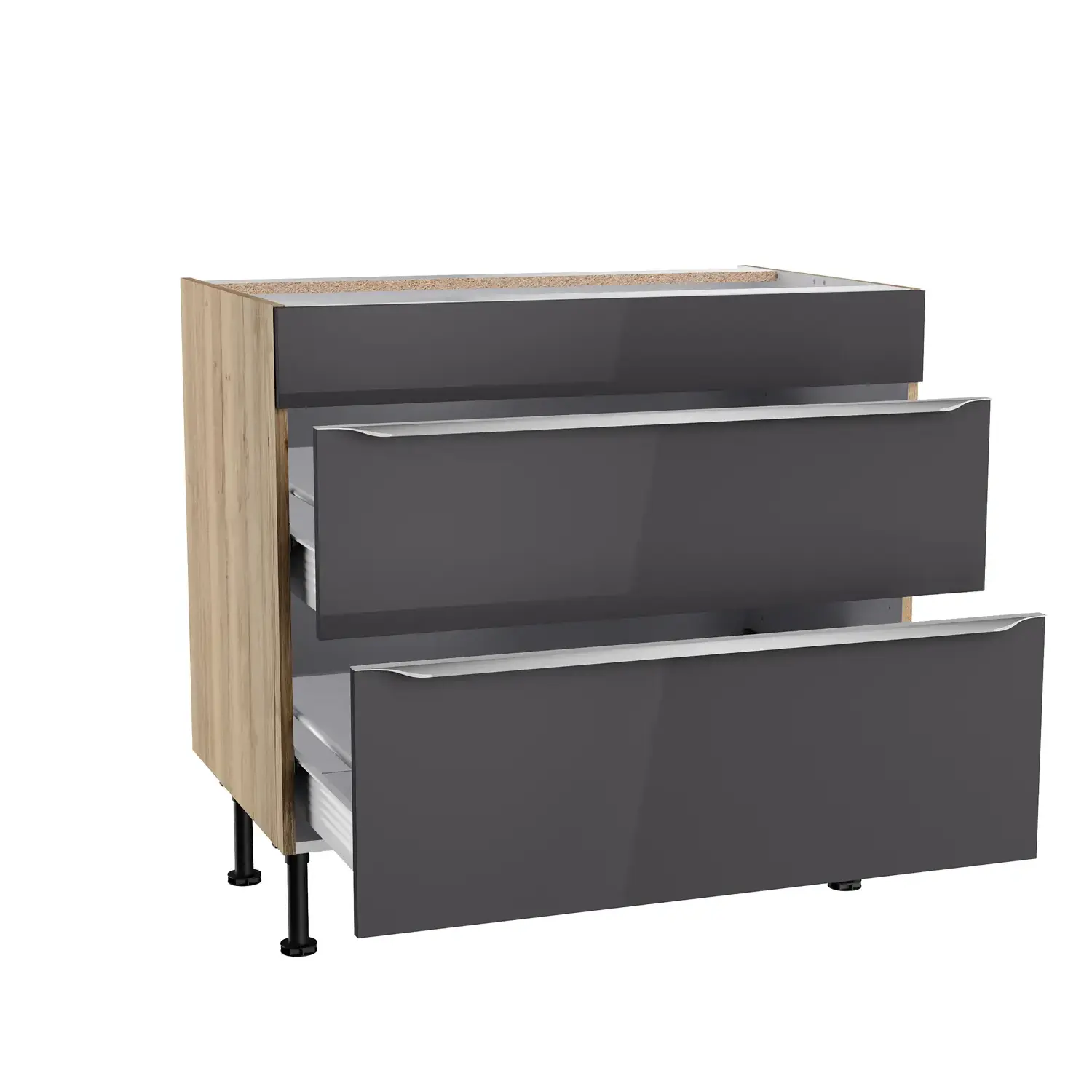 Unterschrank für Kochfeld OPTIFIT Linus 90 cm Anthrazit Glanz