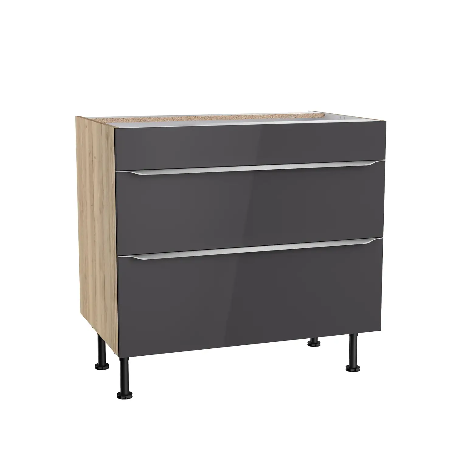 Unterschrank für Kochfeld OPTIFIT Linus 90 cm Anthrazit Glanz